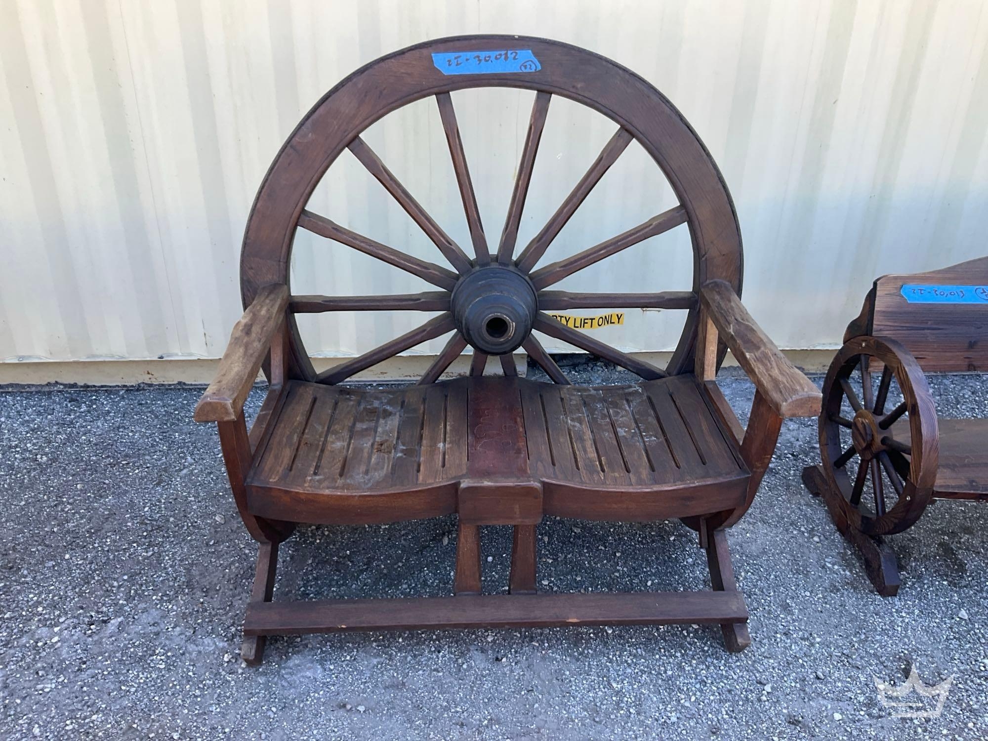 Wooden Wagon Wheel Chair (A61569)