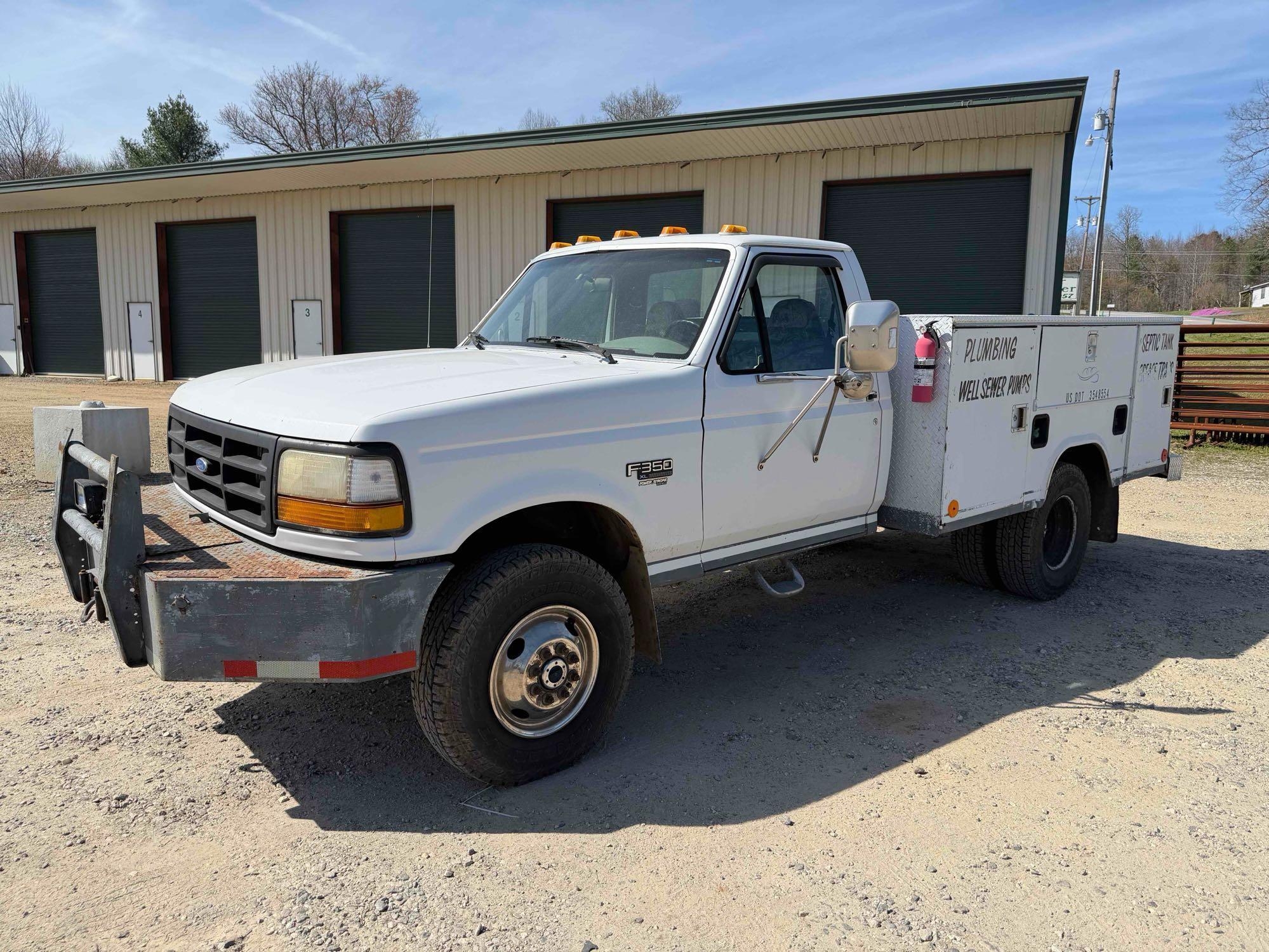1997 Ford F-350 4x4 Utility Truck (Diesel), VIN # 1FDKF38F6VEA38713 (A65563)
