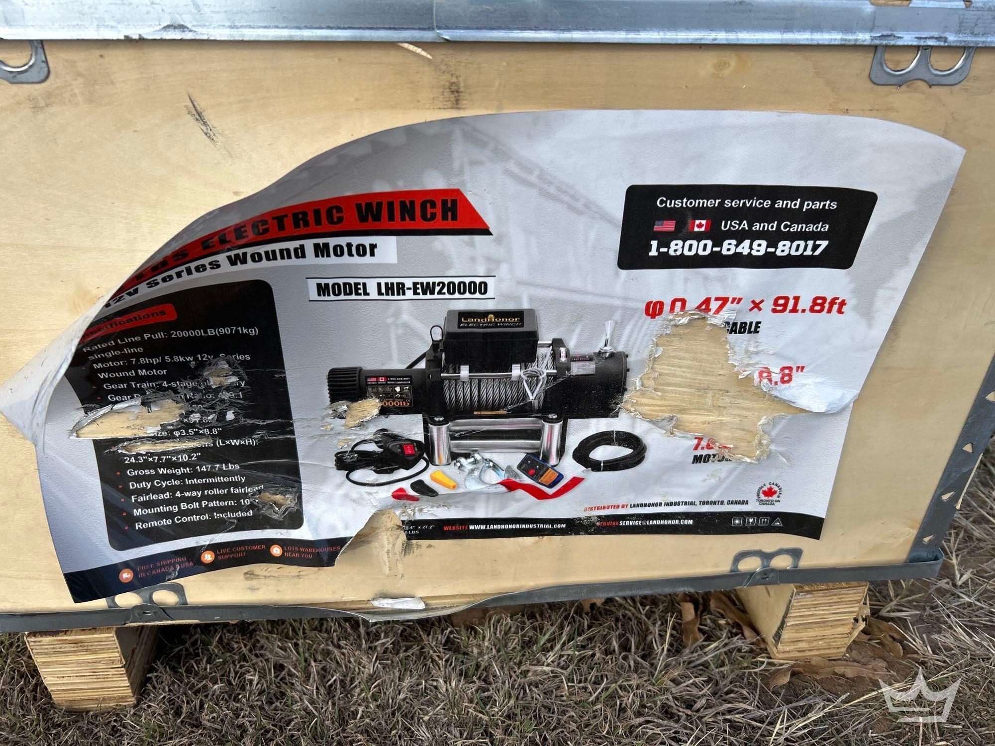 LandHonor LHR-EW20000 20000lb Electric Cable Winch (A60352)