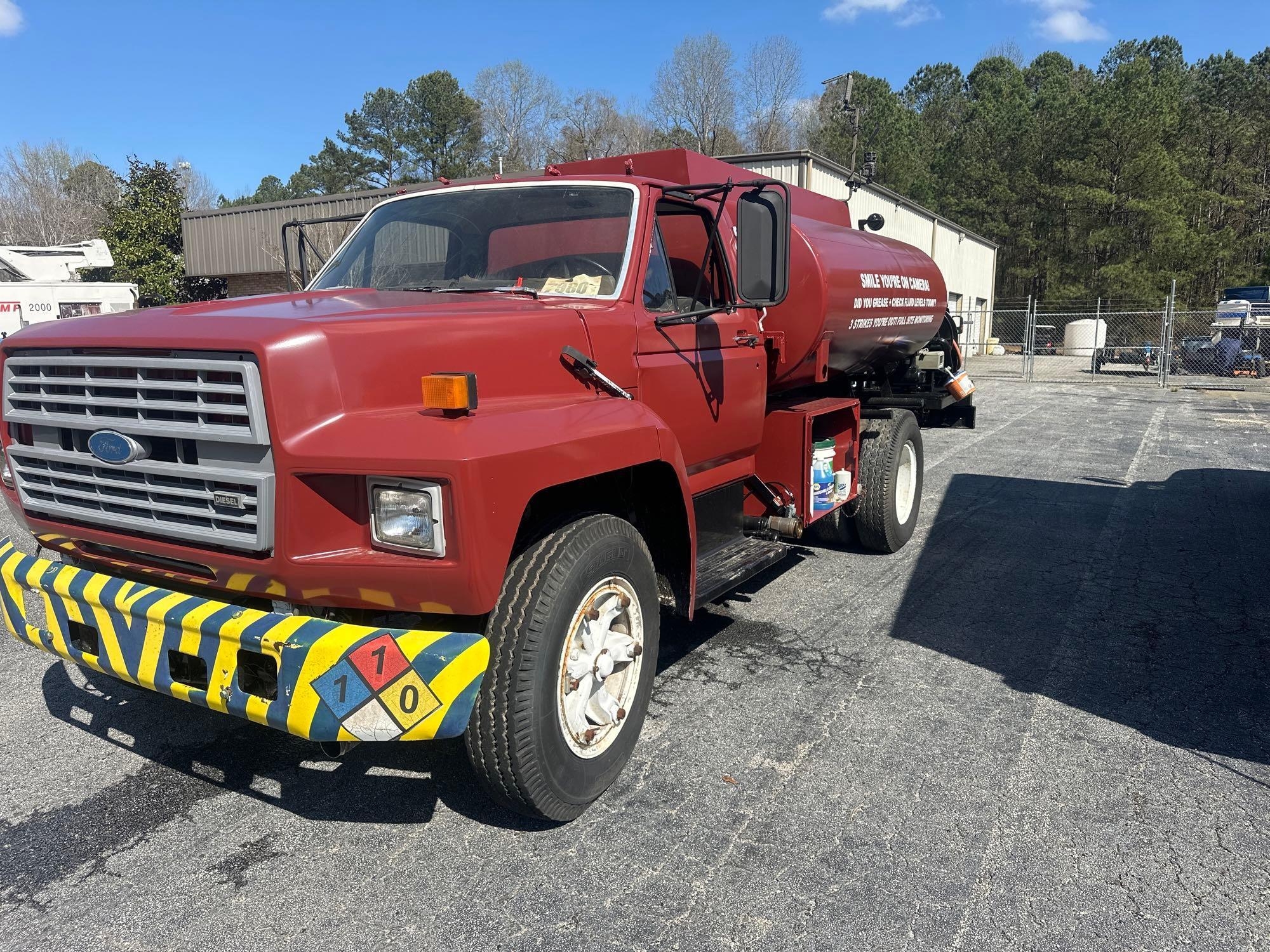 1991 Ford F600 Fuel Truck, VIN # 1FDNK64P0MVA37029 (A65563)