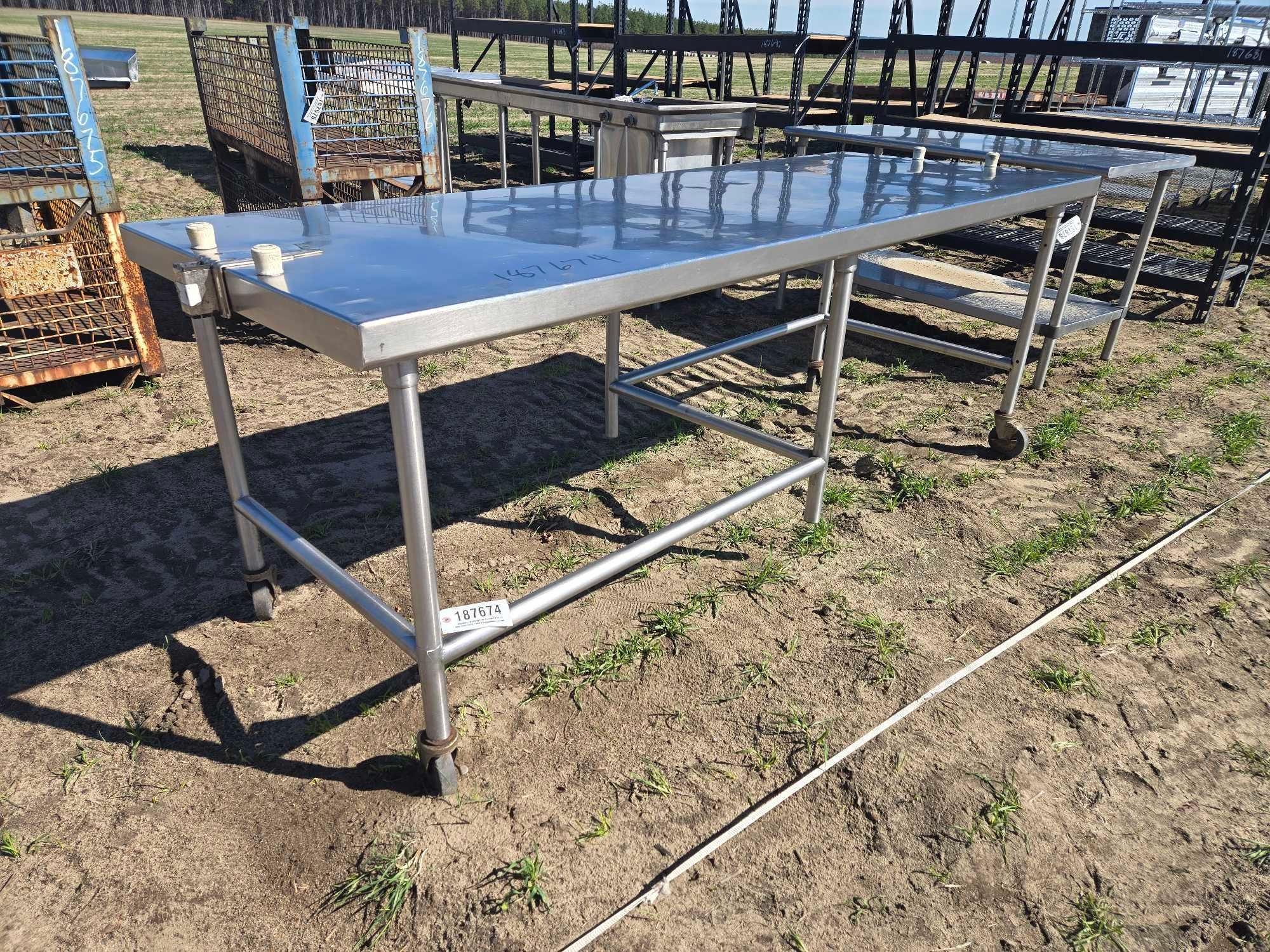 3' X 8' STAINLESS STEEL ROLLING TABLE (A63745)