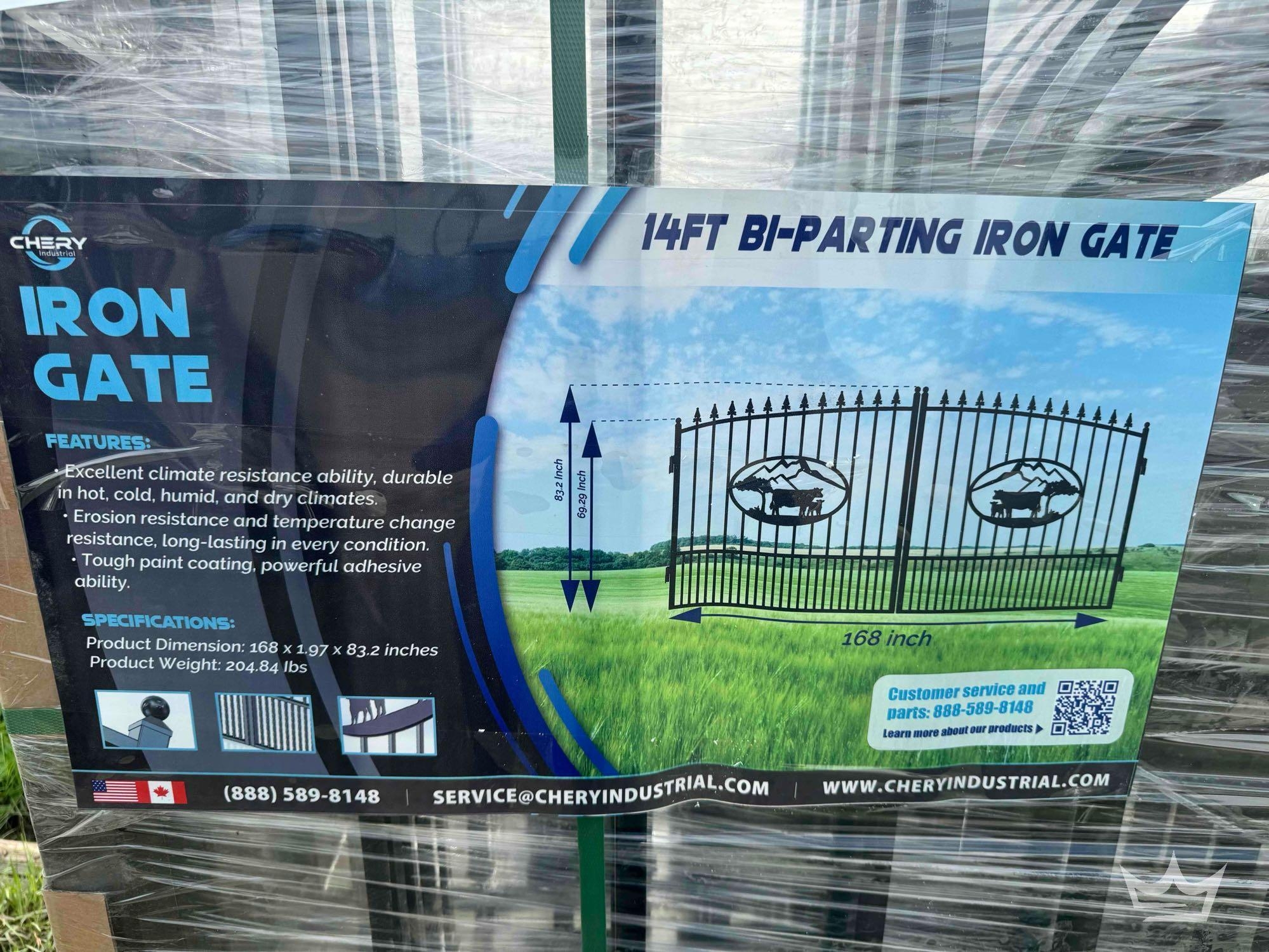 2025 Chery 14ft Bi-Parting Gate Cow Motif Style (A56859)