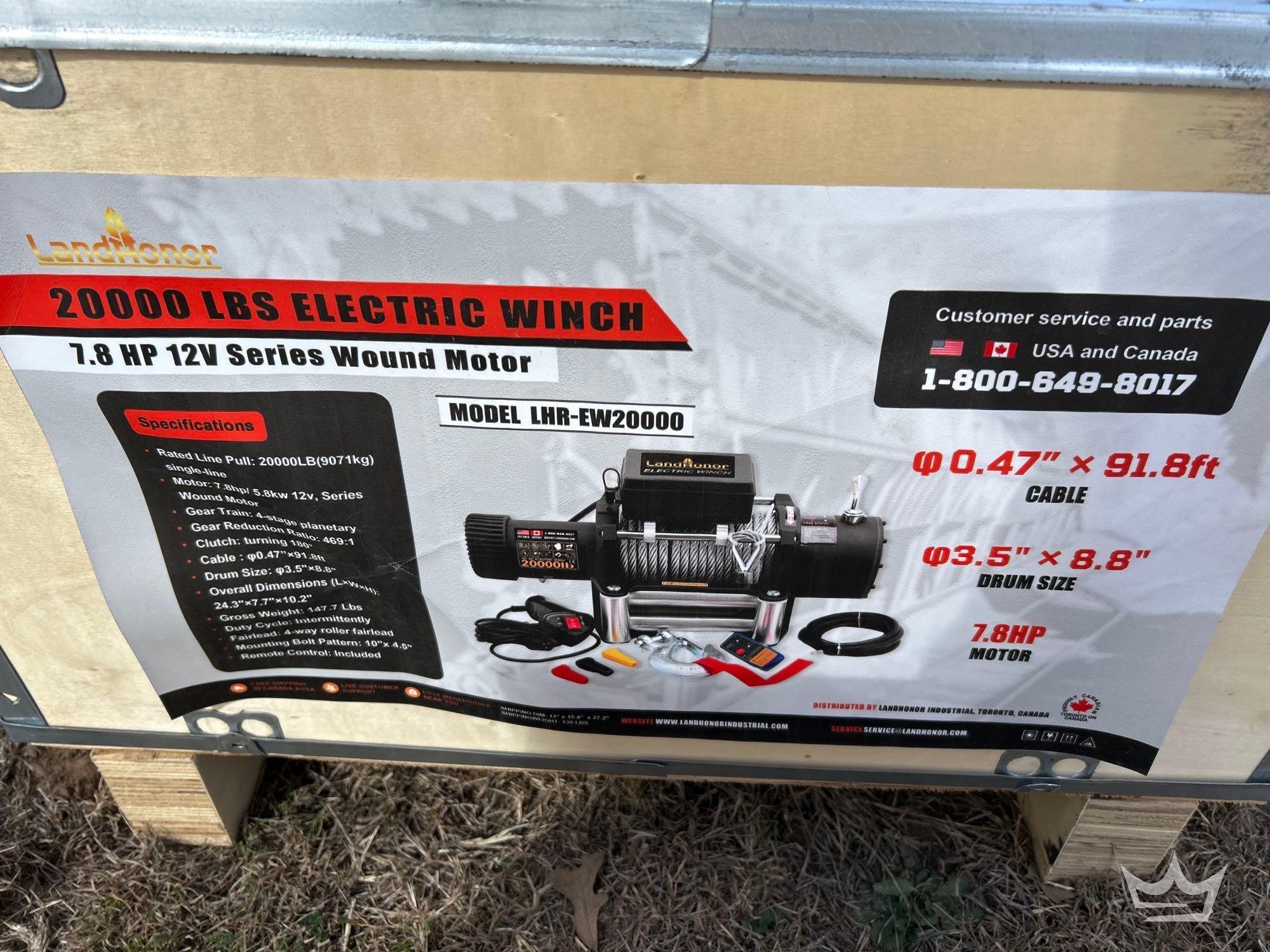 LandHonor LHR-EW20000 20000lb Electric Cable Winch (A60352)