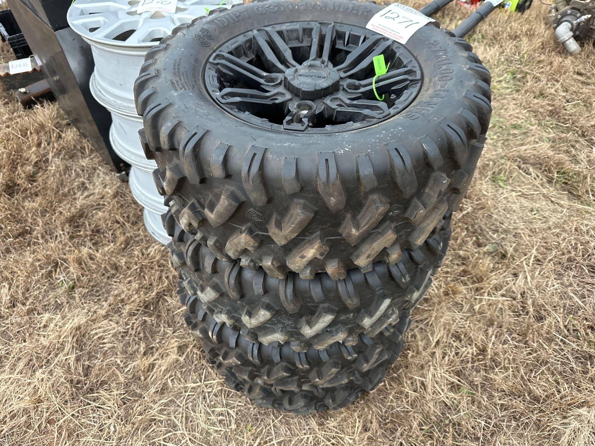 (4) Polaris 4 Hole Rims with Dirt Commander 27x11.00 14 NHS Tires (A57454)