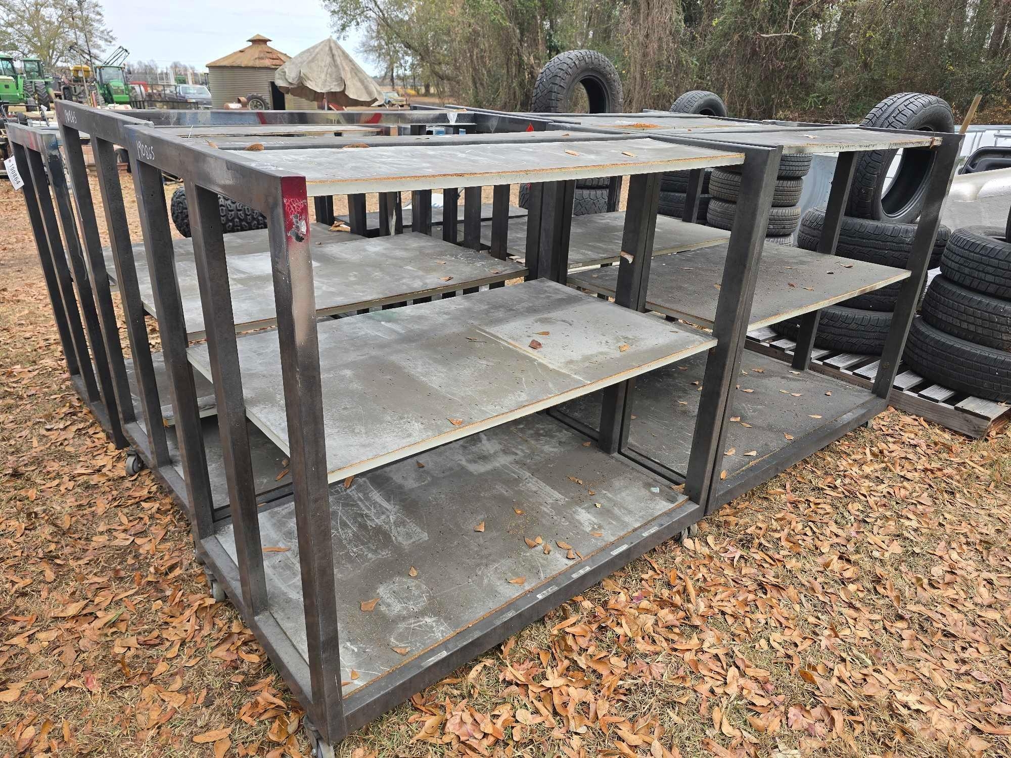 (4) METAL & WOOD SHELVES (A58374)