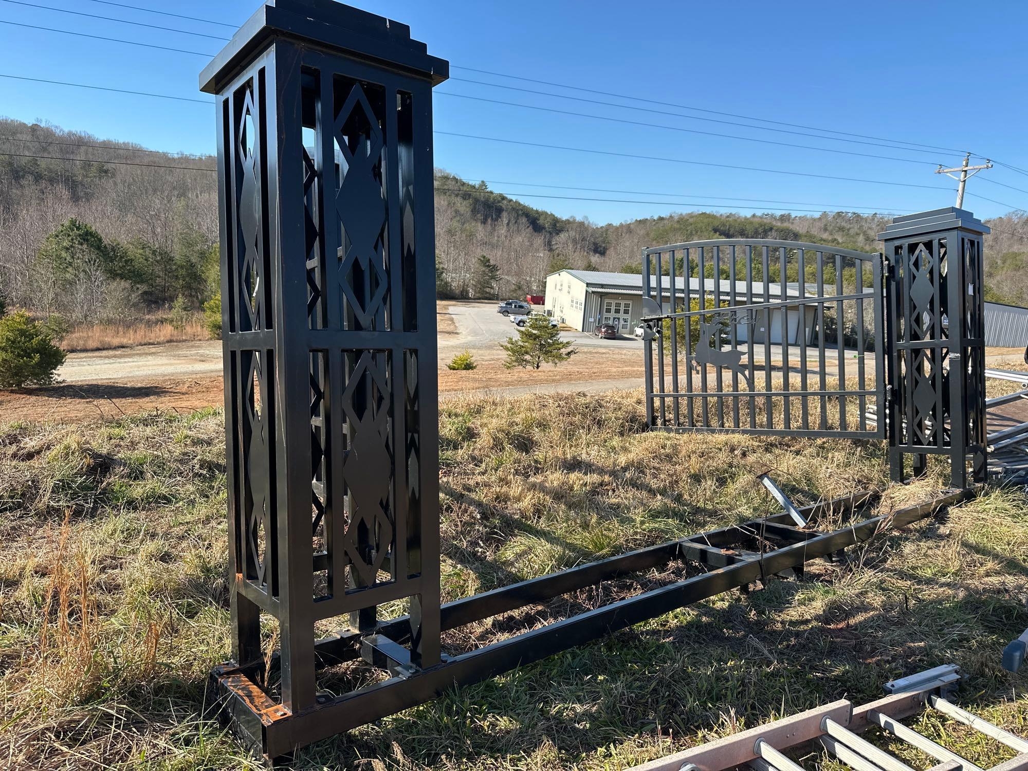 20ft Driveway Entrance Gate with 2 Columns (A57454)