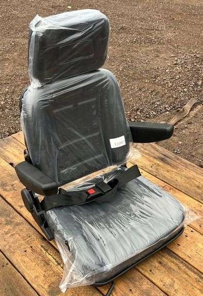 Universal Mount Equipment Seat W/ Headrest & Arm Rests, and Seat Belt (New/Unused) (A59225)