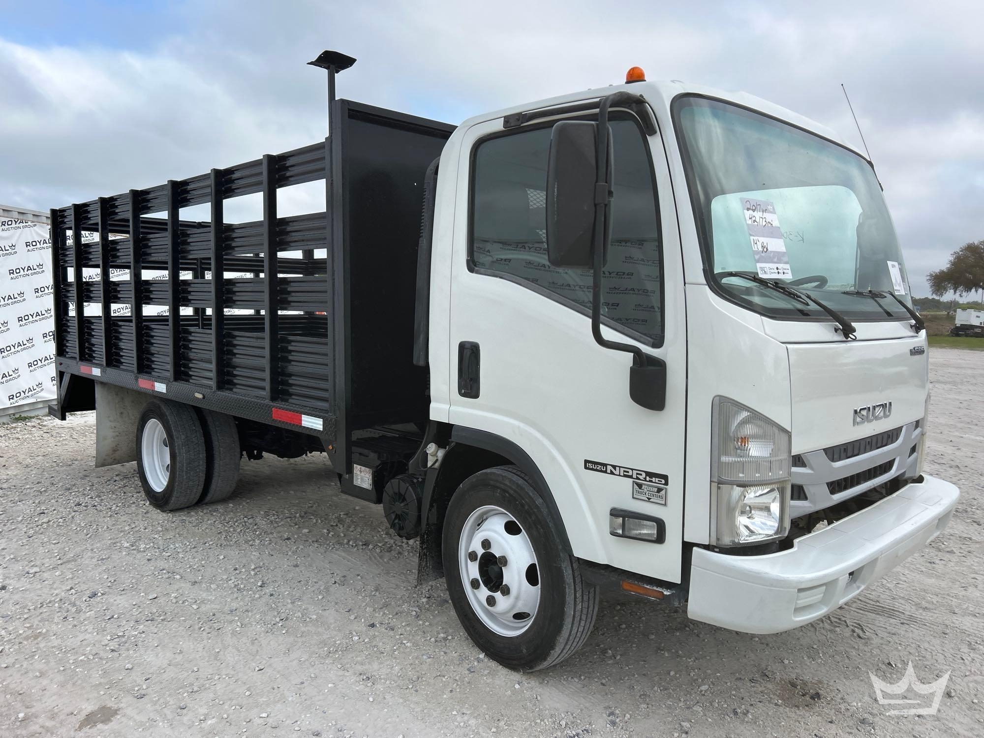 2017 Isuzu NPR-HD 14ft. Stakebody Flatbed Truck (A64556)
