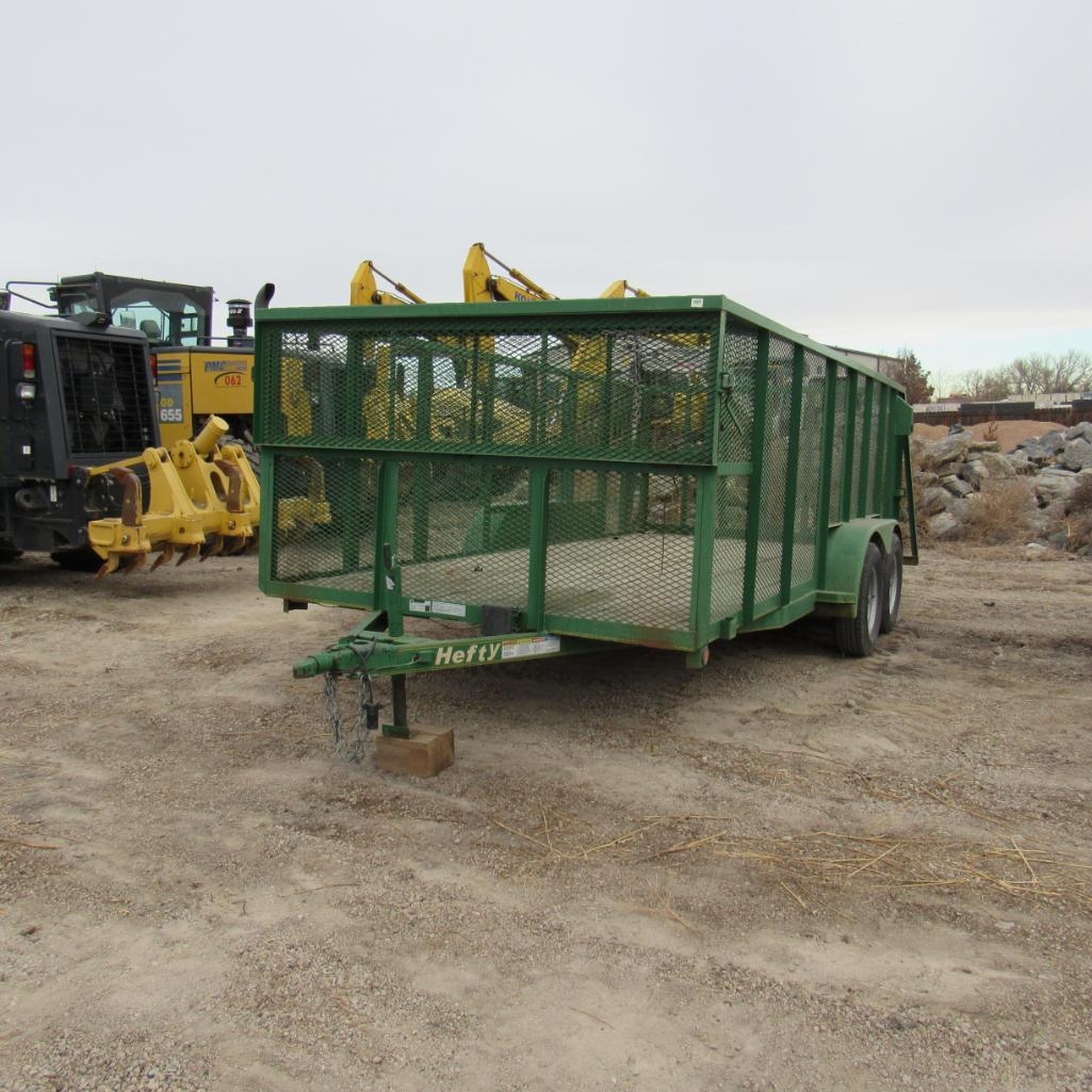 2019 Hefty 16' Landscape Trailer, VIN: 5NKBU1620KP011139, Tandem Axle, 48" High Steel Cage, GVWR: (A59076)