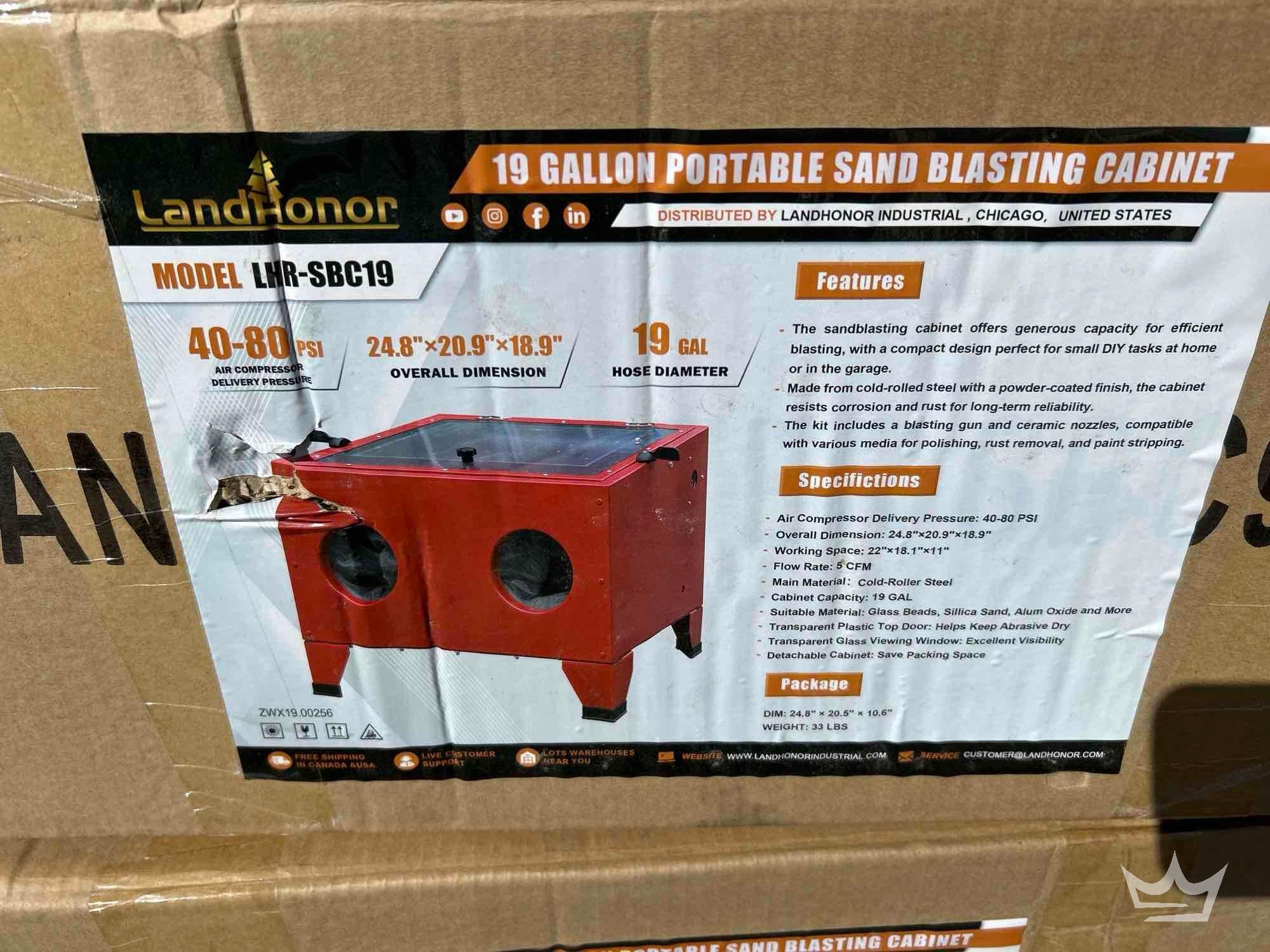 LandHonor LHR-SBC19 19 Gallon Portable Sand Blasting Cabinet (A60352)
