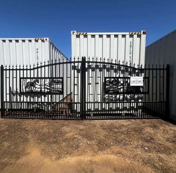 20Ft. Bi-Parting Wrought Iron Gate (New/Unused) Galvanized + Powder Coated (A59225)