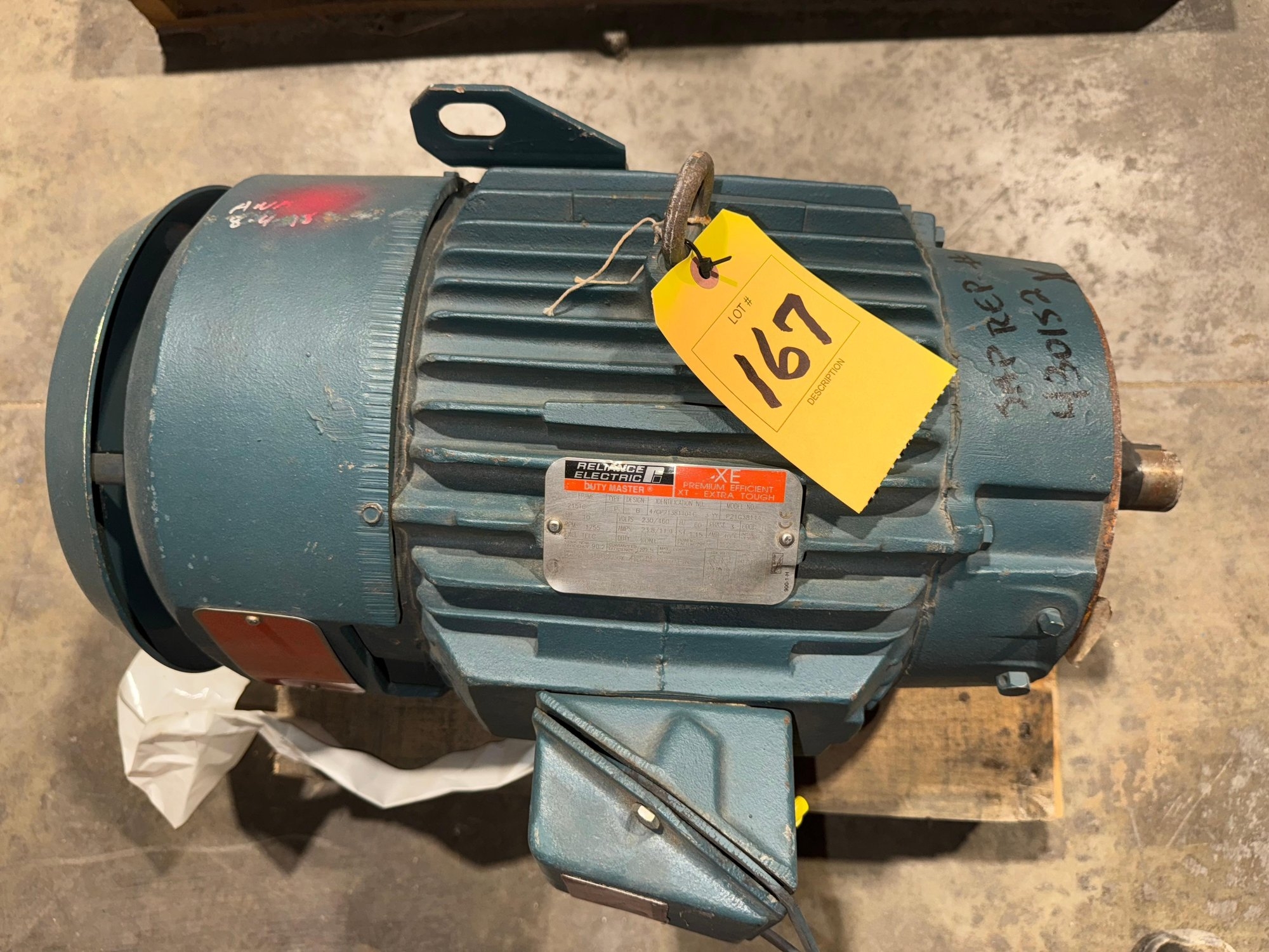 Lot 167 RELIANCE ELEC 10HP MOTOR (A59213)