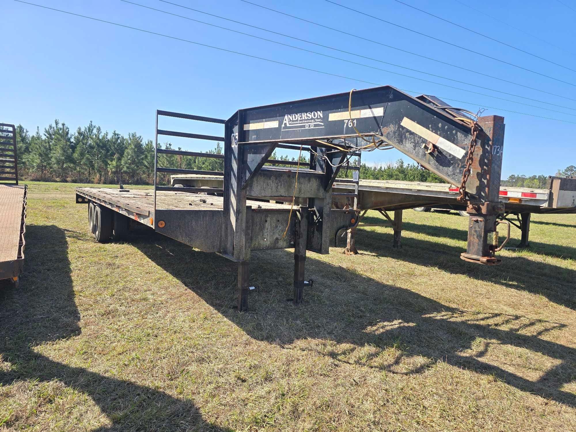 2003 ANDERSON 100" X 28' GOOSENECK FLATBED TRAILER (A64276)