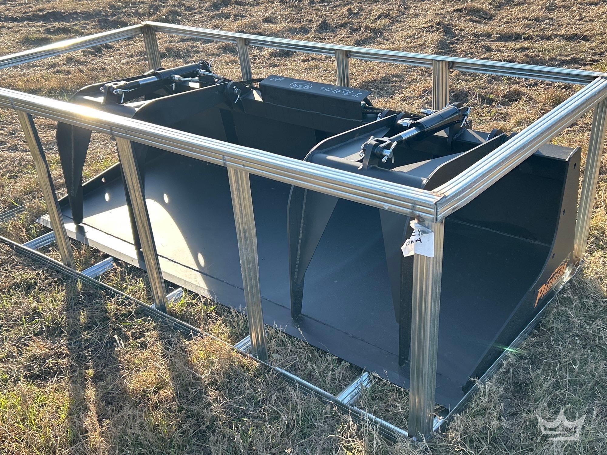 2025 80in. Hydraulic Dual Cylinder Grapple Bucket Skid Steer Attachment (A61567)