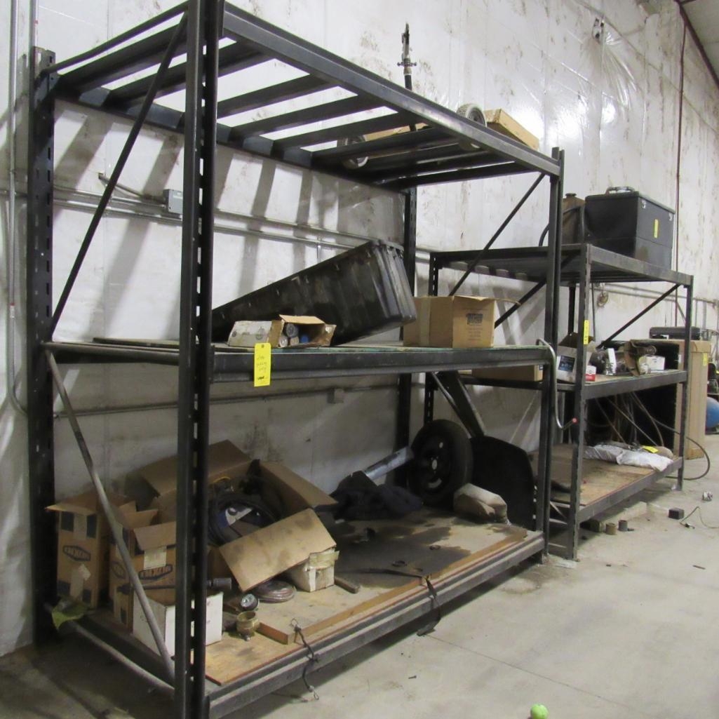 LOT: (3) Sections of Steel Pallet Racking Welded Together: (1) 9' W x 9'H x 48" D, (1) 9' W x 7' ... (A59076)