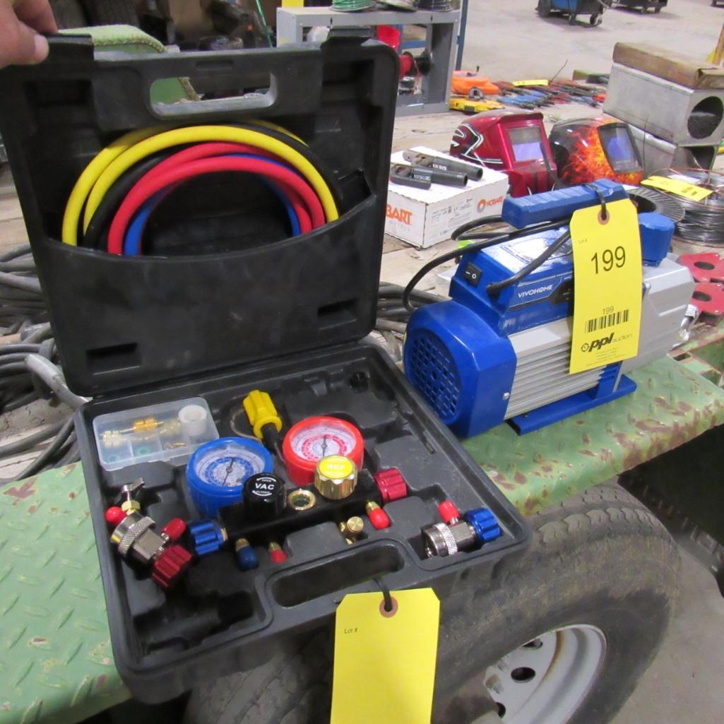 Vivohome Single Stage Vacuum Pump, Model VB150, 1/3 HP, 110 Volt, Vivohome Gage Set (A59076)