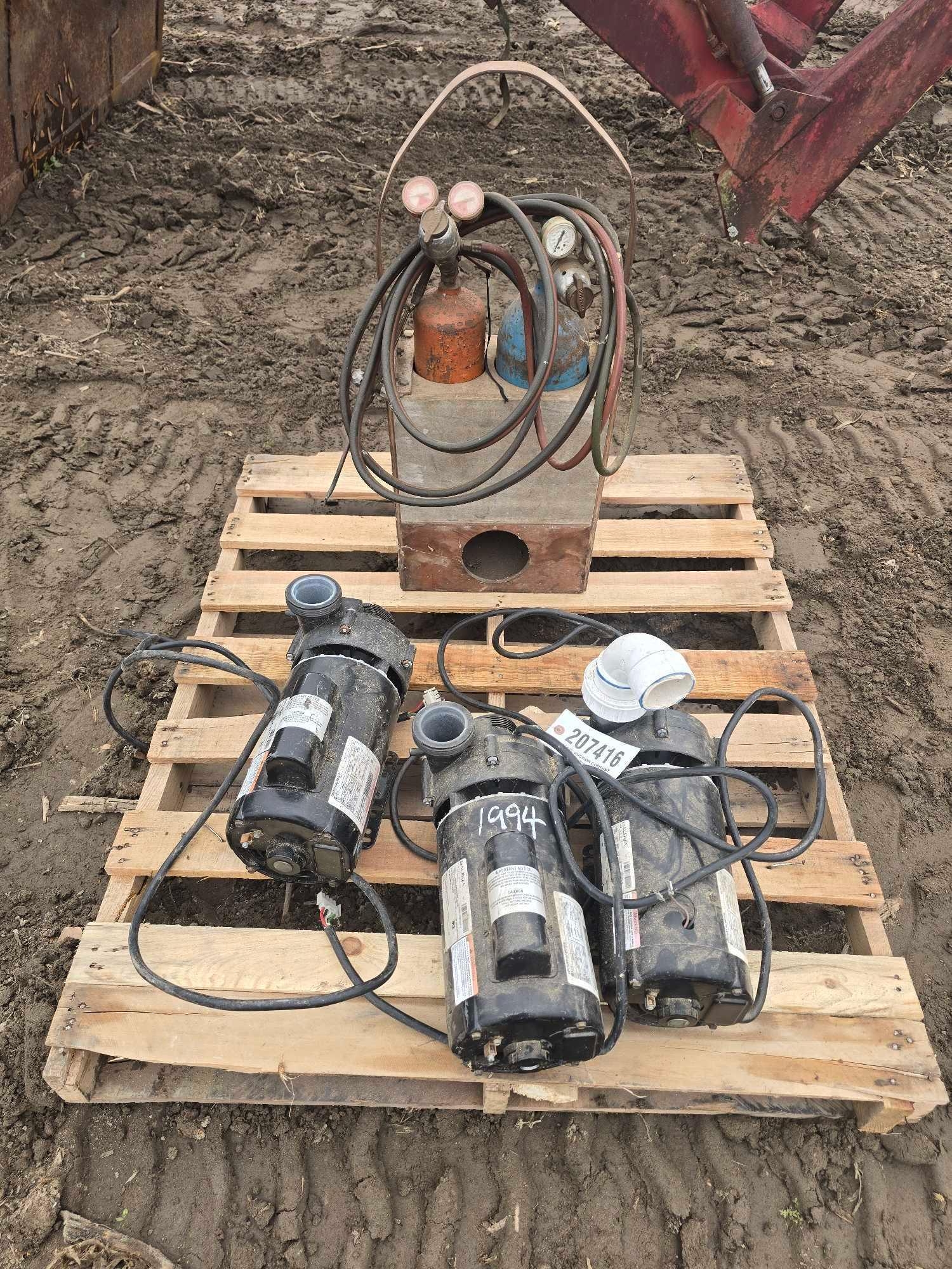 (3) HOT TUB PUMPS & SMALL TORCH SET (A58374)