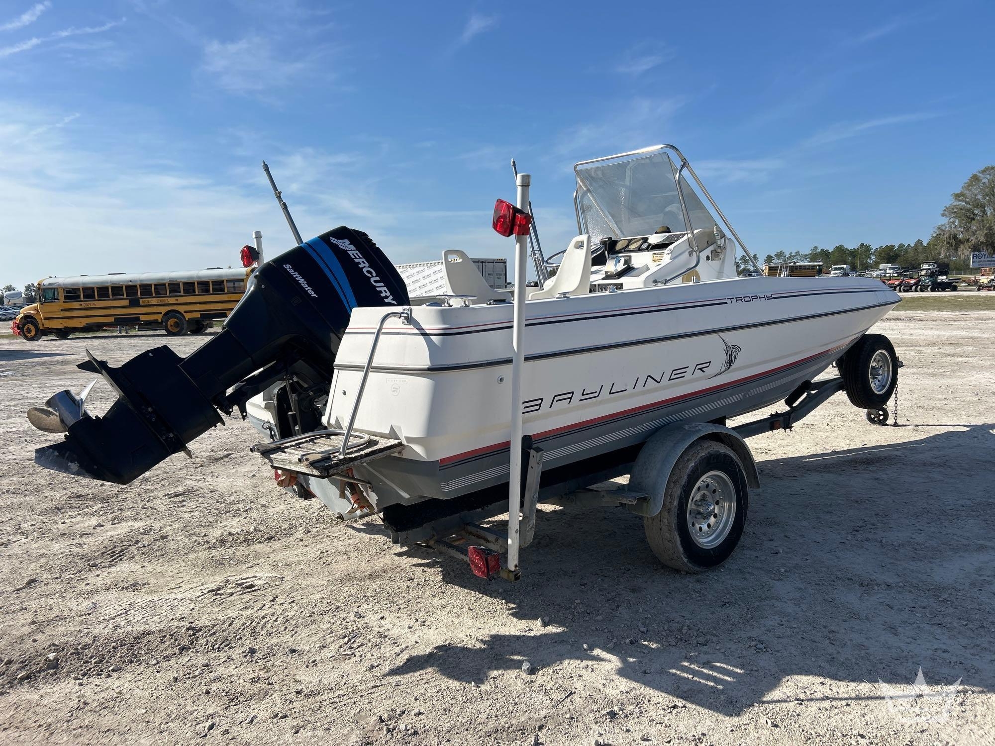 1990 Bayliner 19ft Trophy Center Console Boat w/ S/A 20ft Boat Trailer (A59231)