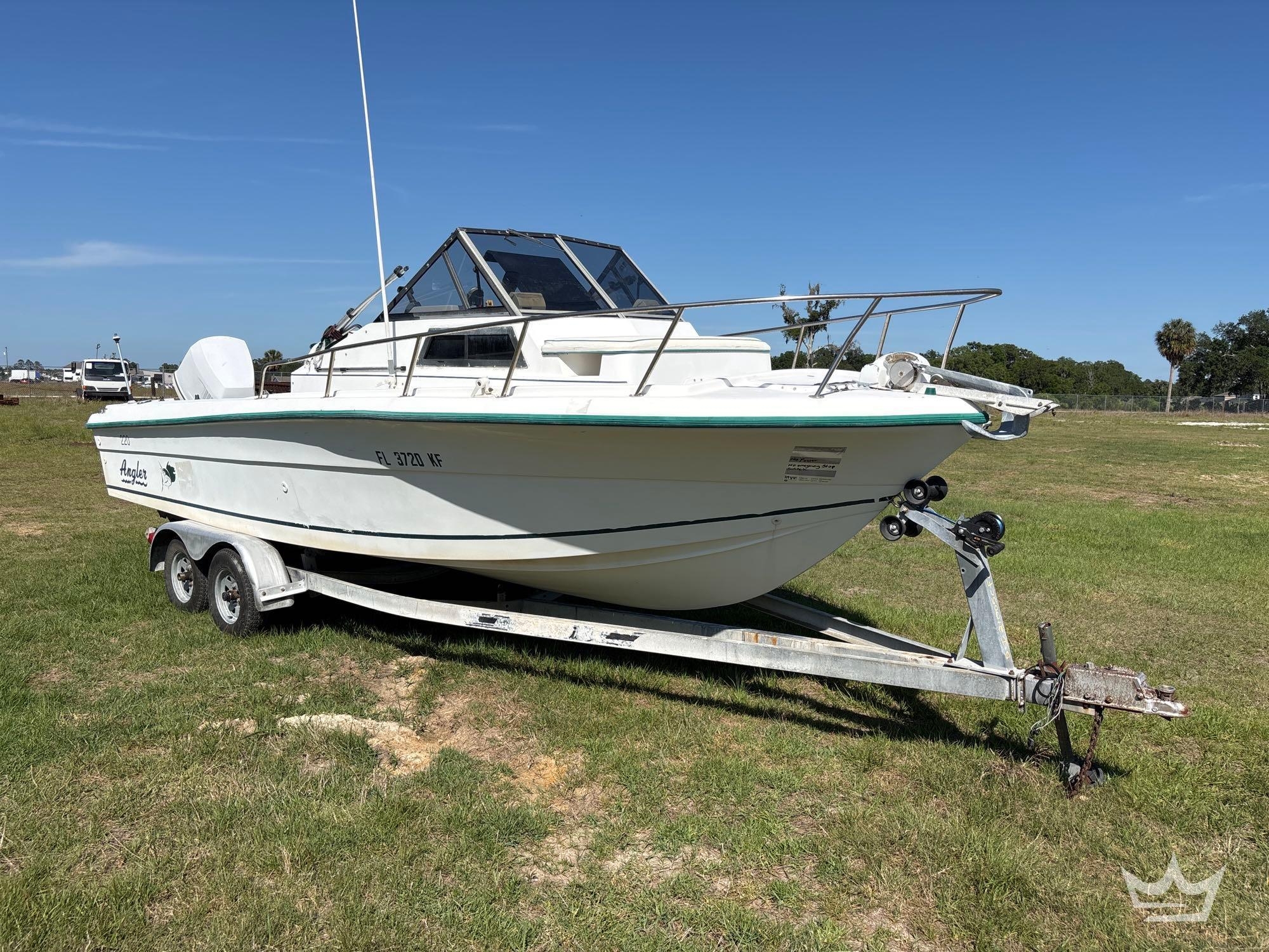 1997 Angler 220 Walkaround Boat with T/A Aluminum Boat Trailer (A66738)