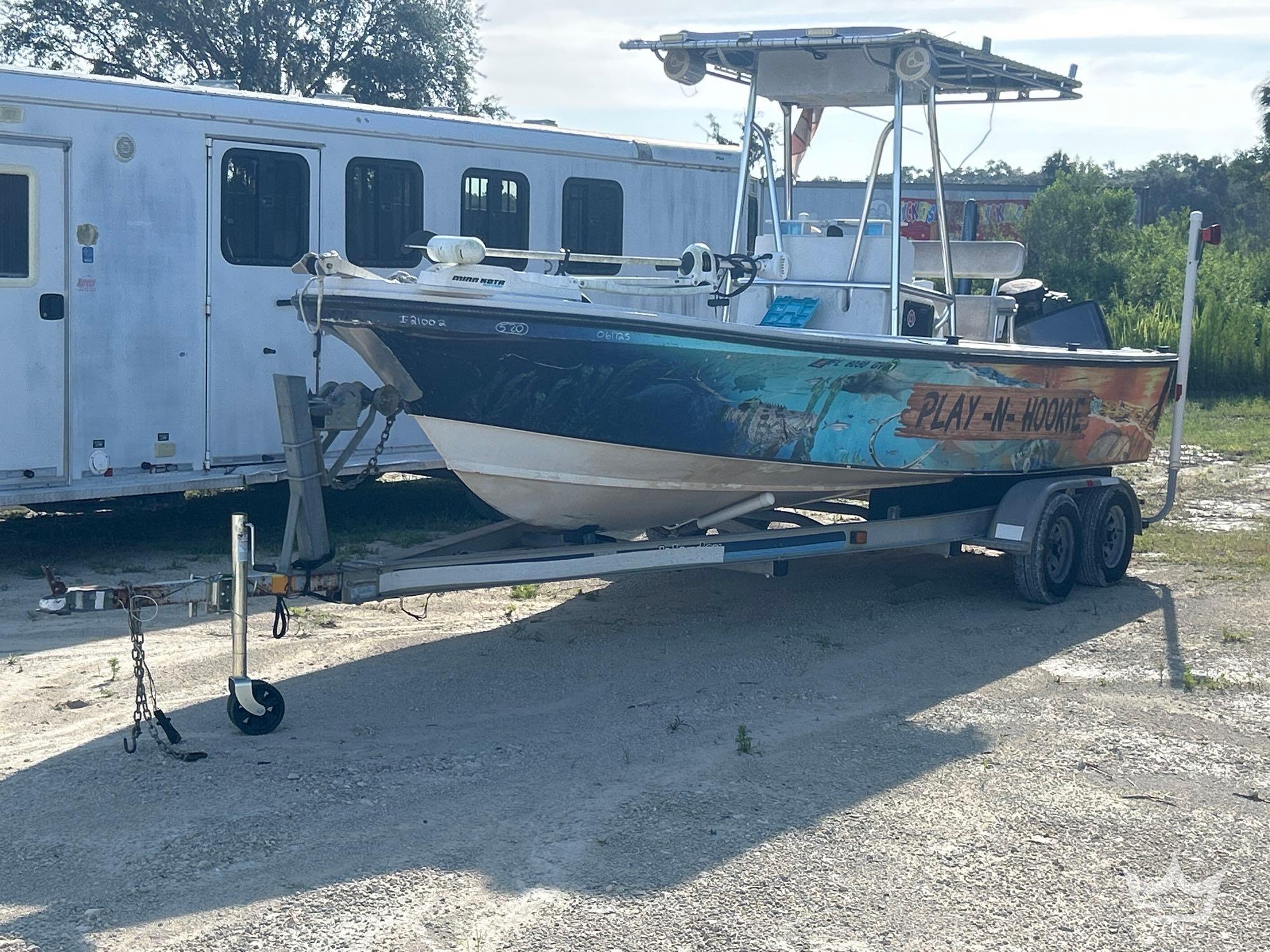 1990 21ft Center Console Fishing Boat with T/A Boat Trailer (A61569)