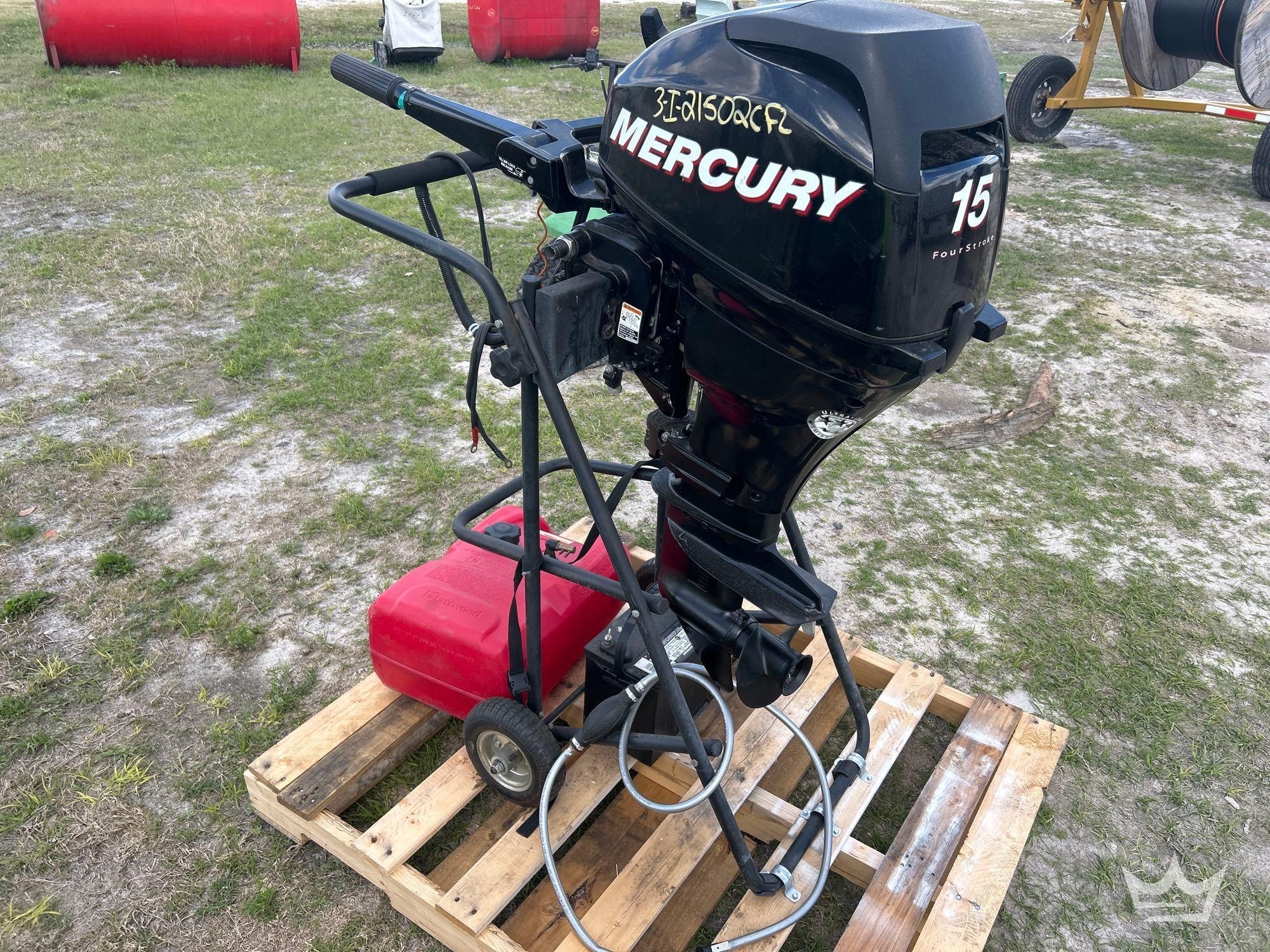 2010 Mercury 15HP Tiller Four Stroke Outboard Boat Motor (A64557)