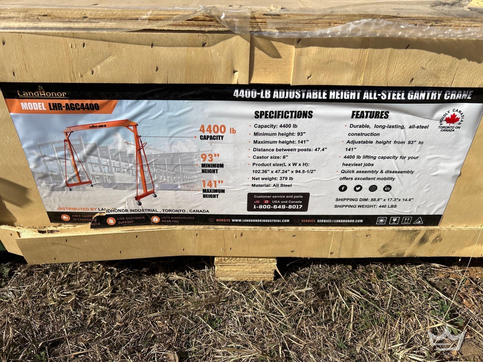 LandHonor LHR-AGC4400 4400lb Adjustable All-Steel Gantry Crane (A60352)