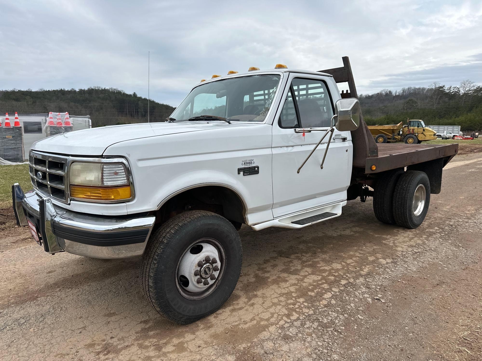 1996 Ford F-350 4x4 Flatbed Truck, VIN # 2FDKF38G8TLA64077 (A57453)