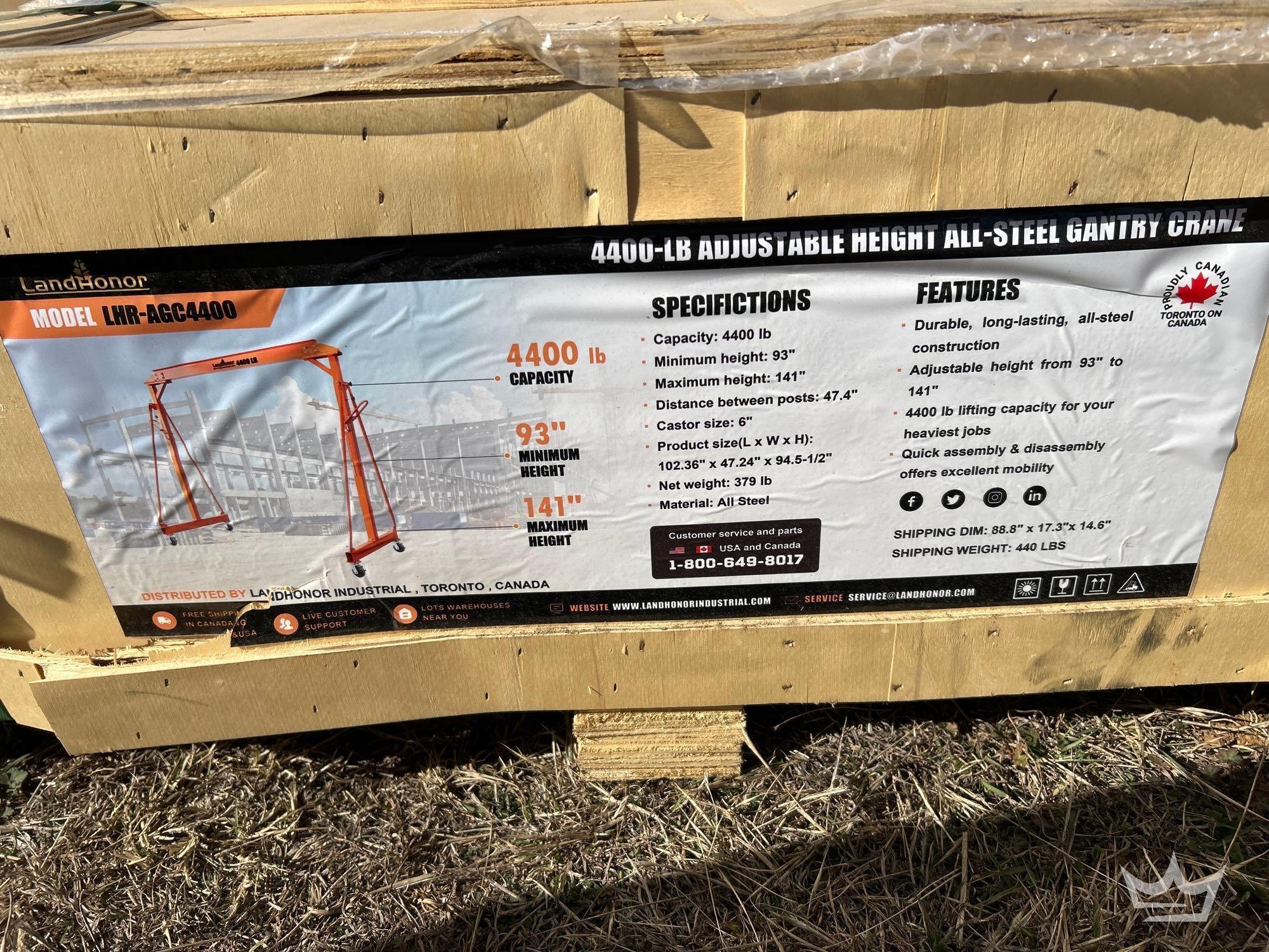 LandHonor LHR-AGC4400 4400lb Adjustable All-Steel Gantry Crane (A60352)