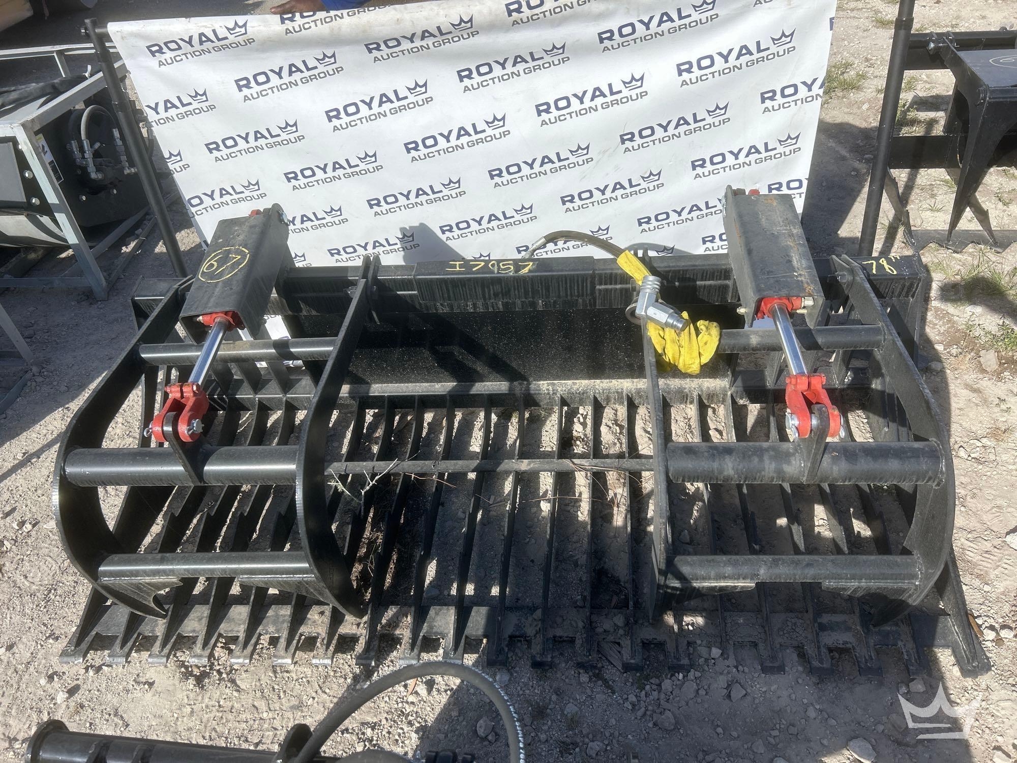 JMR 78in Dual Cylinder Grapple Rock Bucket Skid Steer Attachment (A61572)