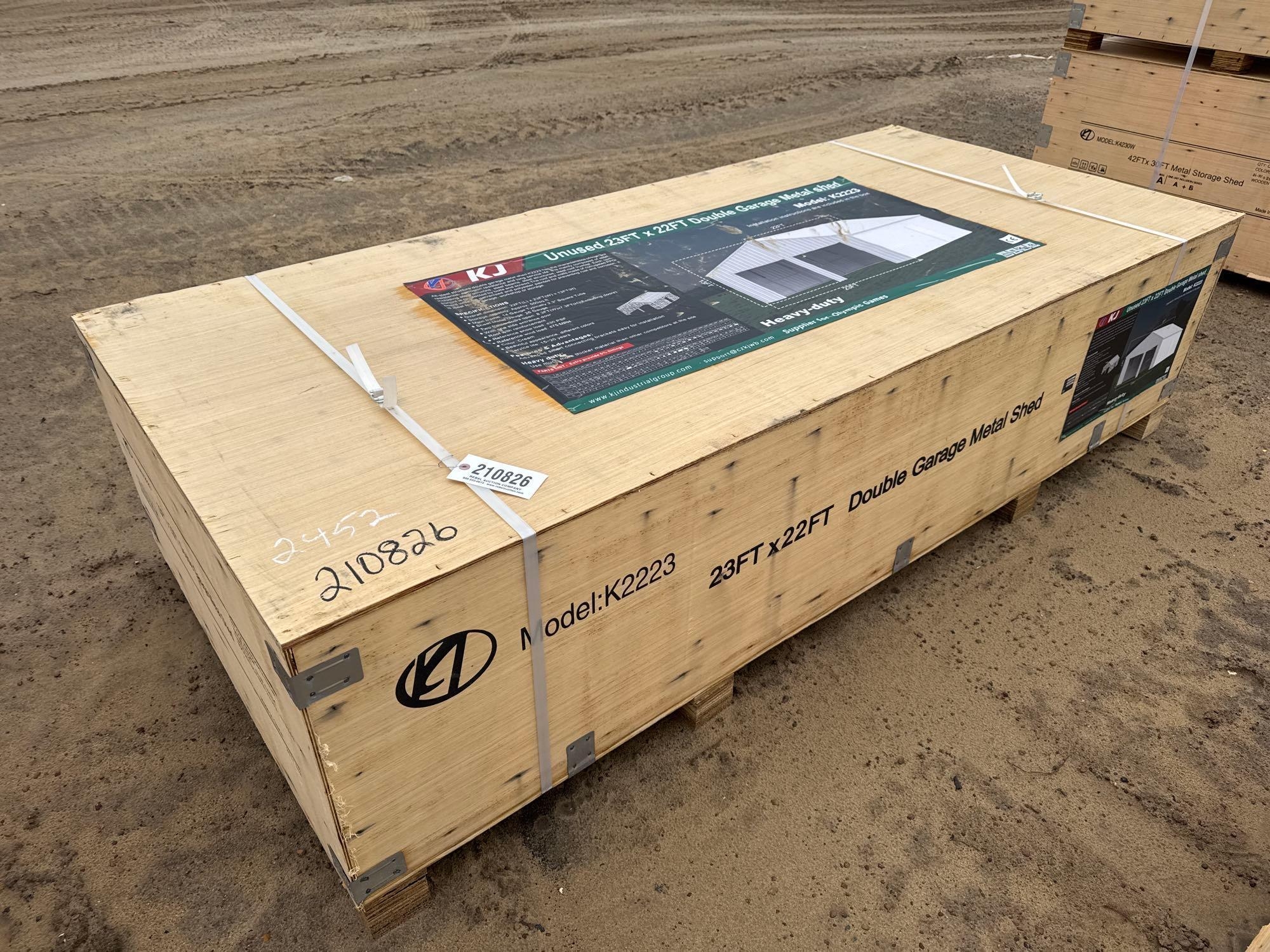 UNUSED KJ 23'X22' DBL GARAGE METAL SHED (A62131)