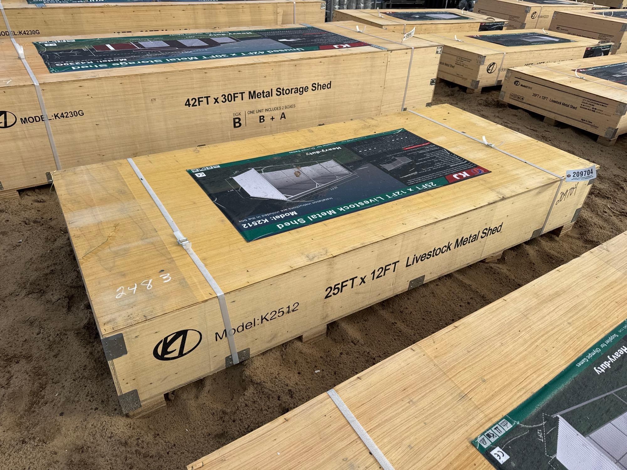 UNUSED KJ K2512 - 25' X 12' LIVESTOCK METAL SHED (A60432)