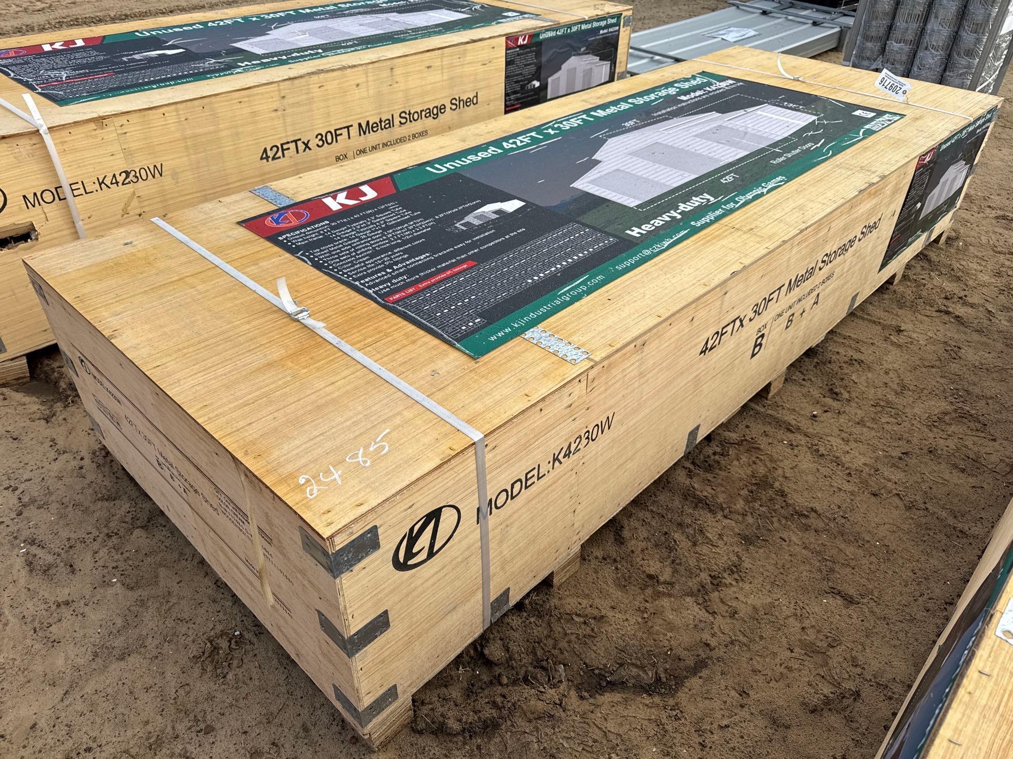 UNUSED KJ K4230W-42'X30' METAL STORAGE SHED (A60432)