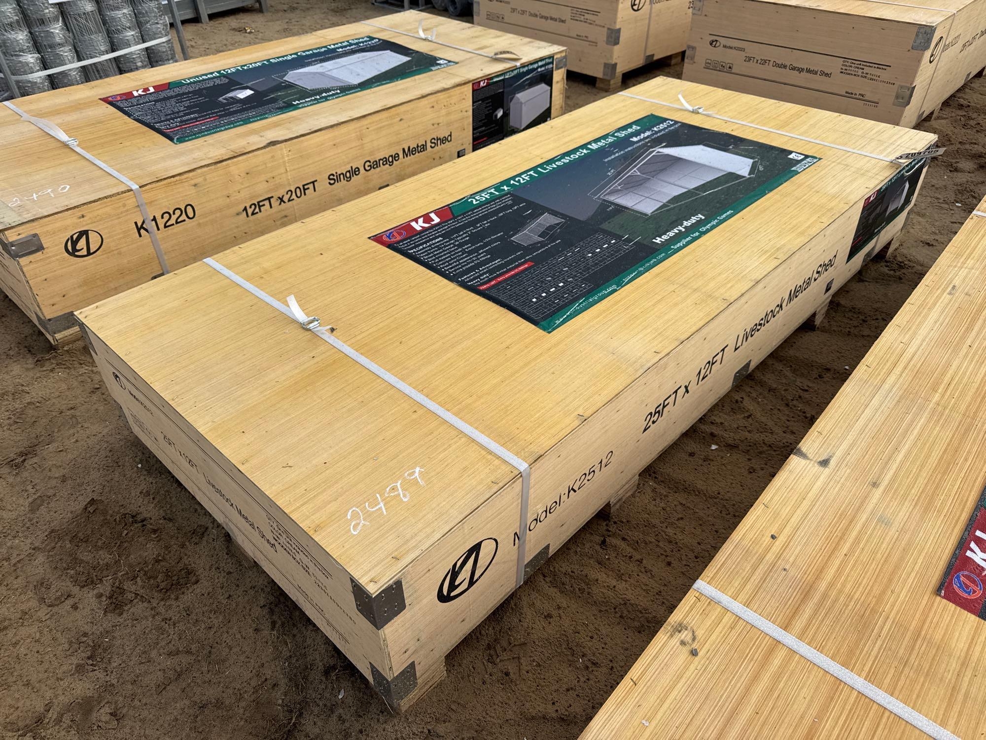 UNUSED KJ K2512 - 25' X 12' LIVESTOCK METAL SHED (A60432)