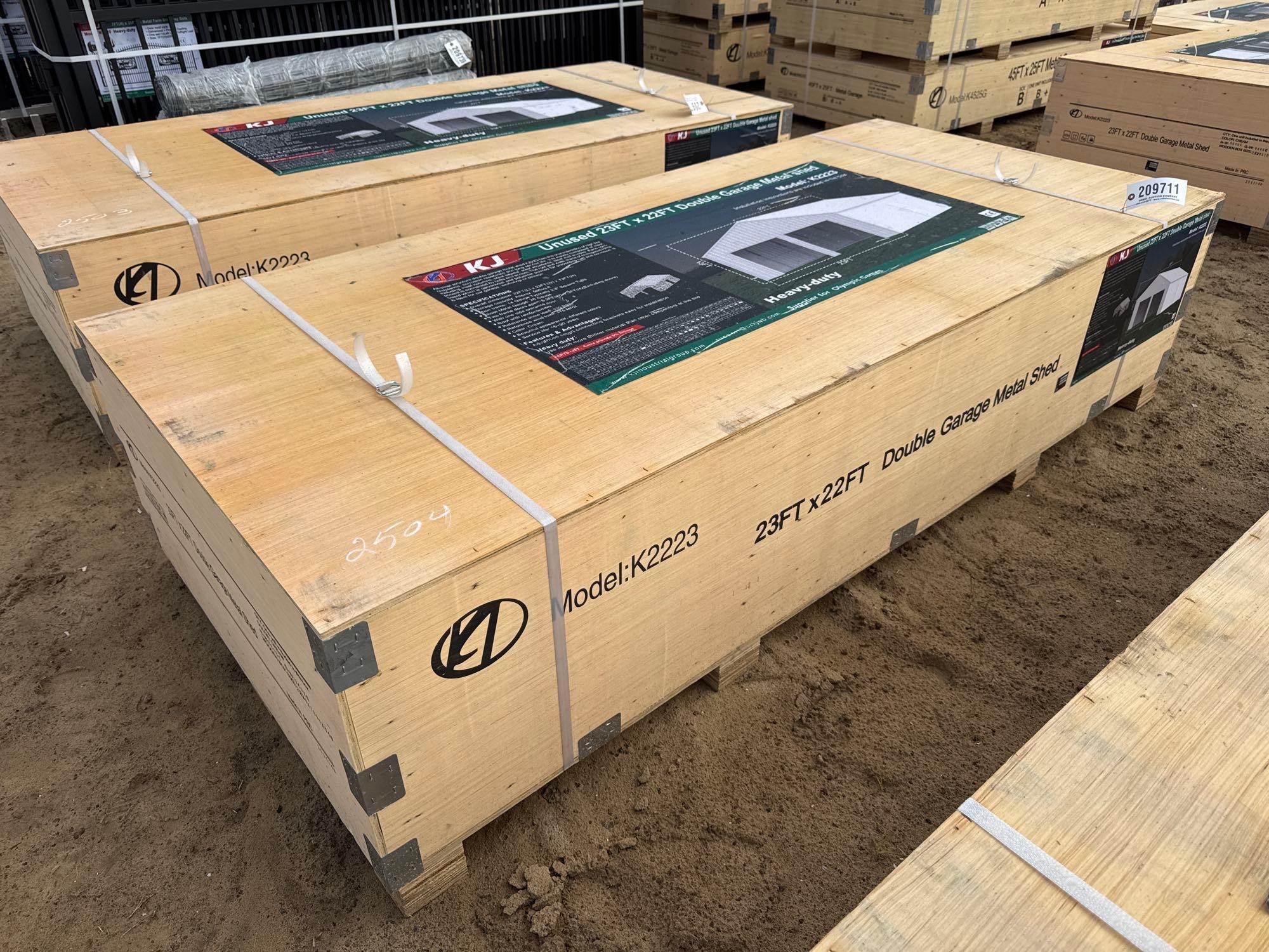 UNUSED KJ K2223-23' X 22' DOUBLE GARAGE METAL SHED (A60432)