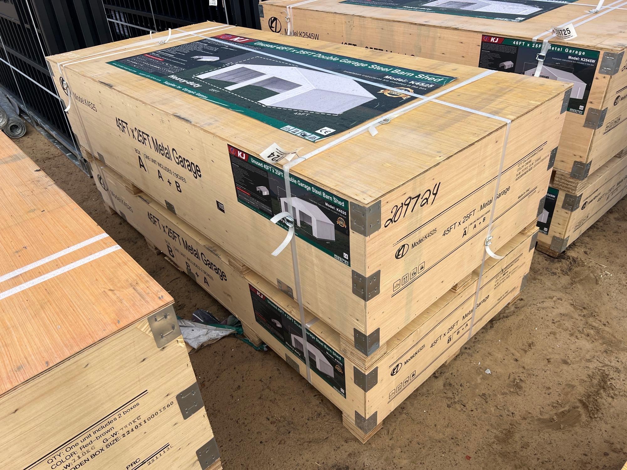 UNUSED KJ K4525-45'X25' DOUBLE GARAGE STEEL BARN (A60432)