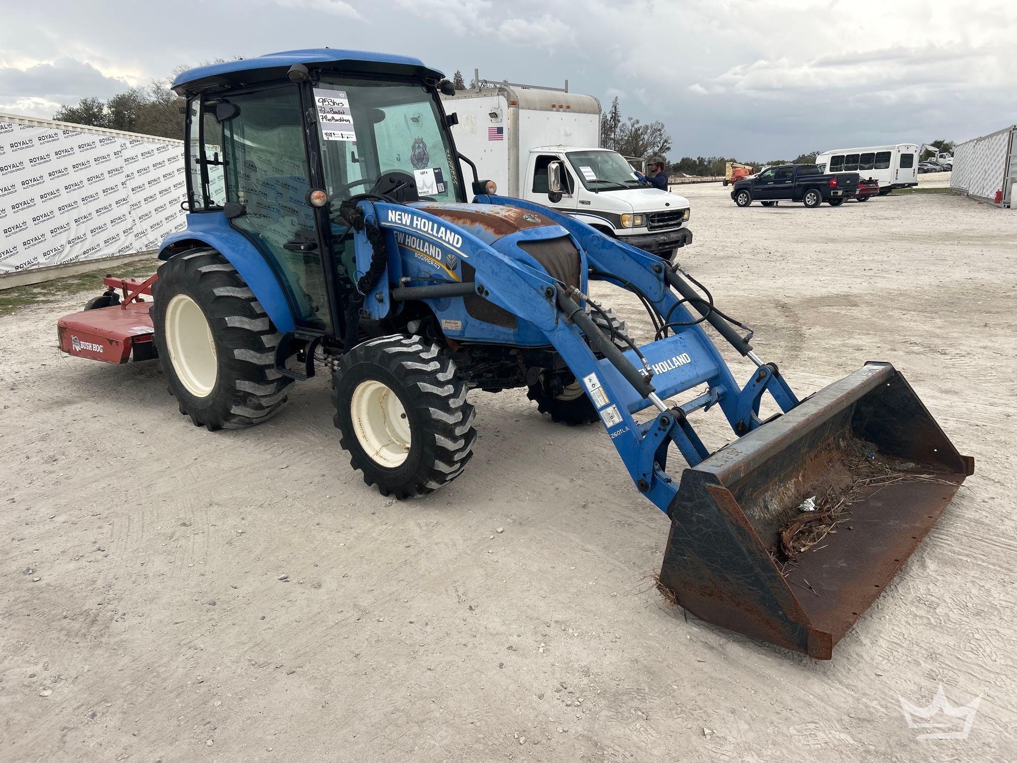 2016 New Holland Boomer 47 4WD 45HP Loader Utility Tractor with Bush Hog BH16-2 Brush Cutter (A64553)