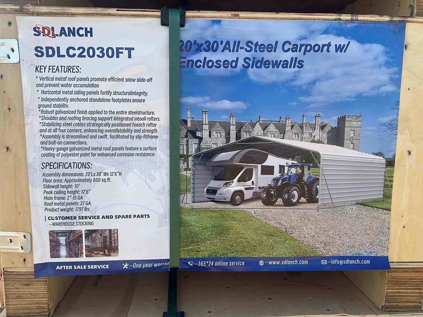 20X30 ALL STEEL CARPORT (A55745)