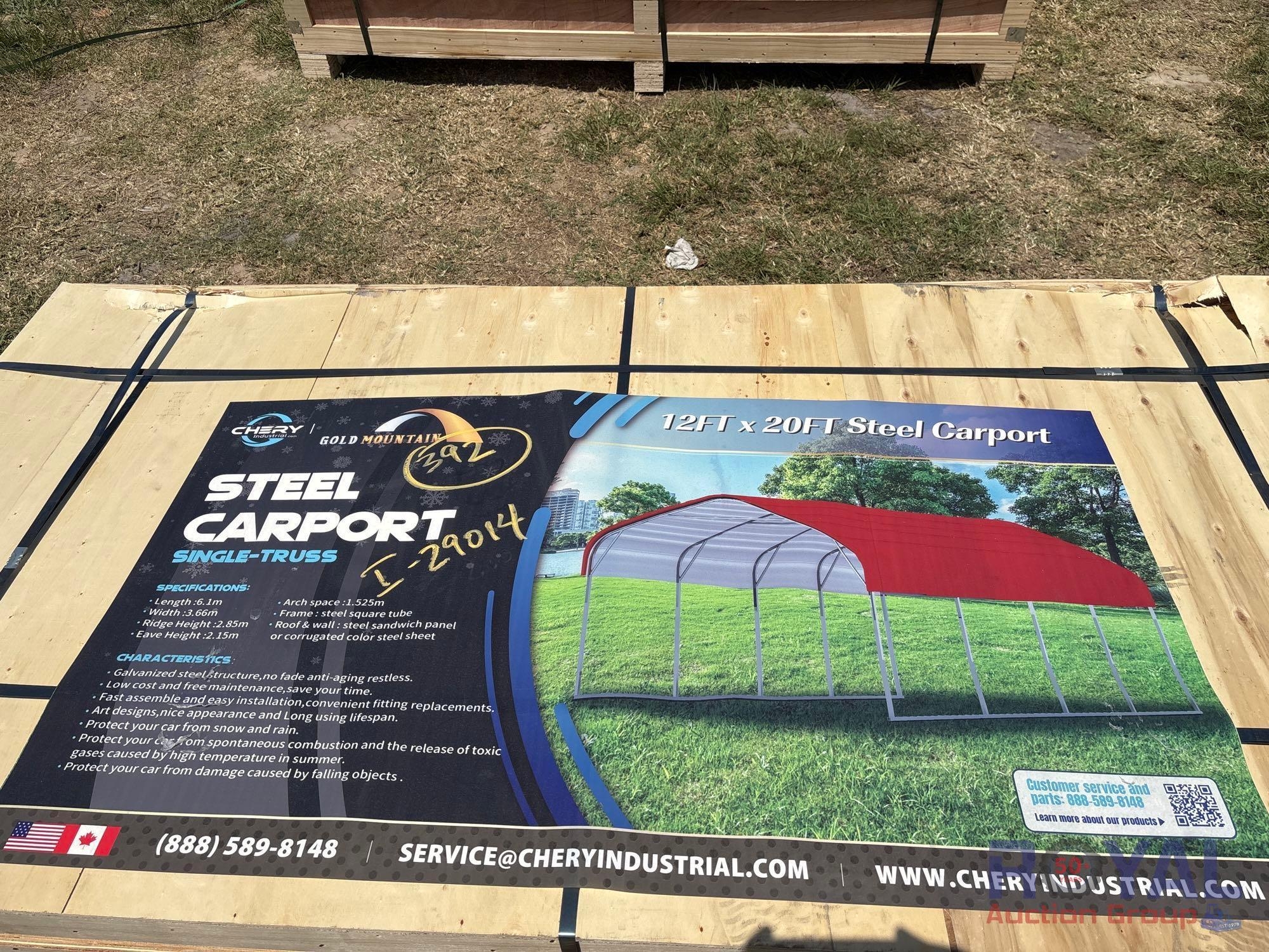 2025 Gold Mountain 12ft X 20ft Single-Truss Steel Carport (A48082)