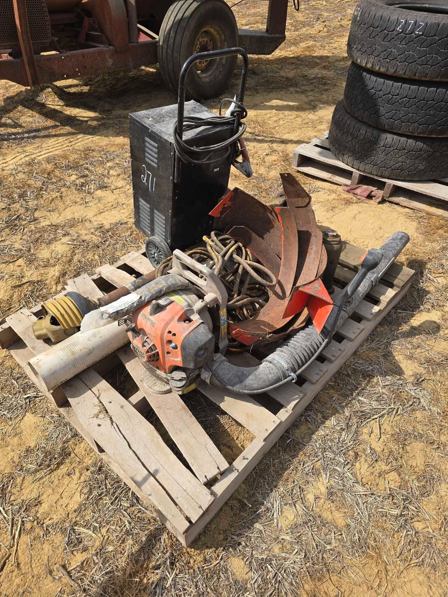 PALLET OF BLOWERS, BATTERY CHARGER & MISC (A64278)