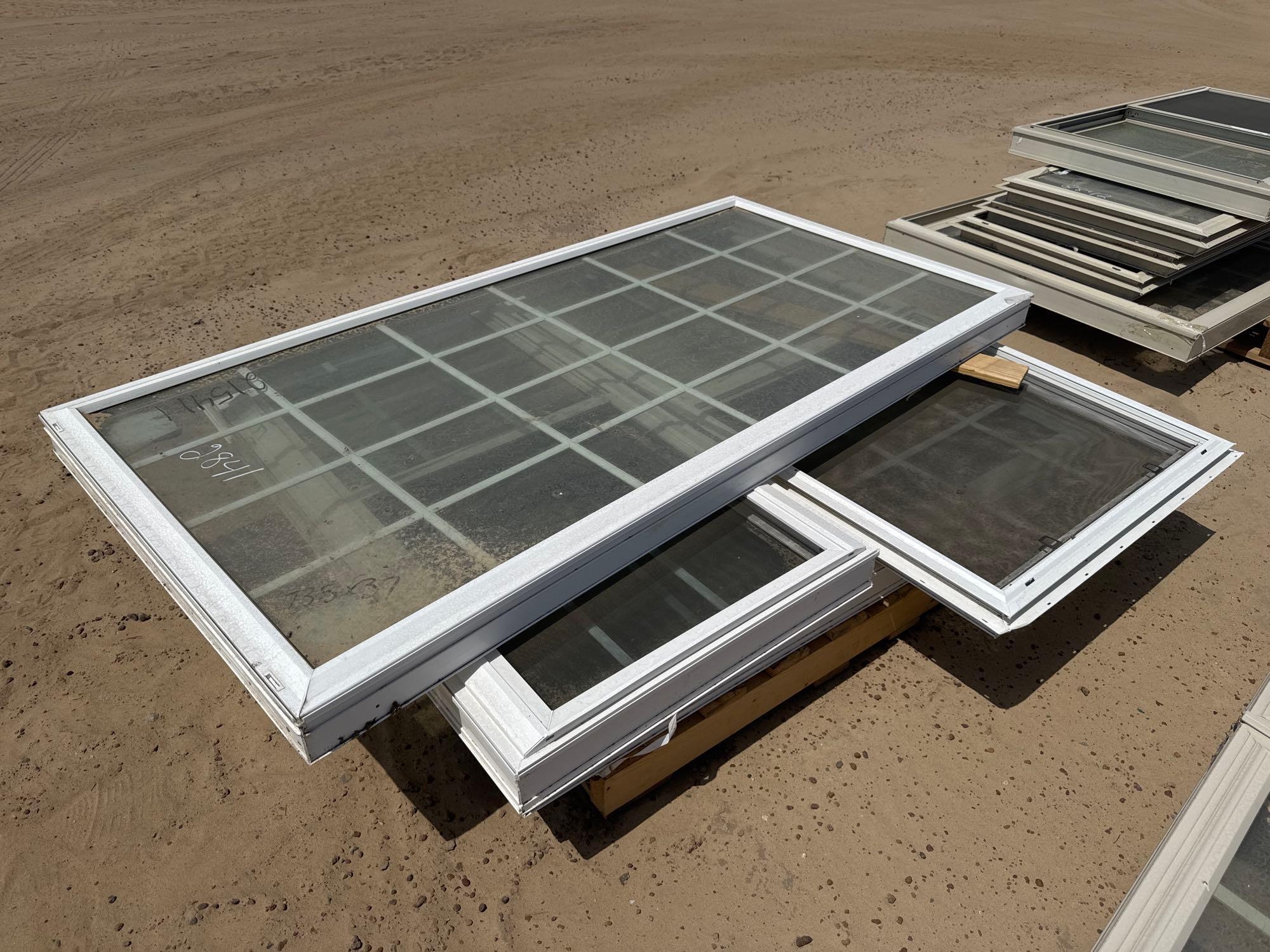 (1) 73.5" X37", (1)28"X60", (1)34"X60" WINDOWS (A65055)