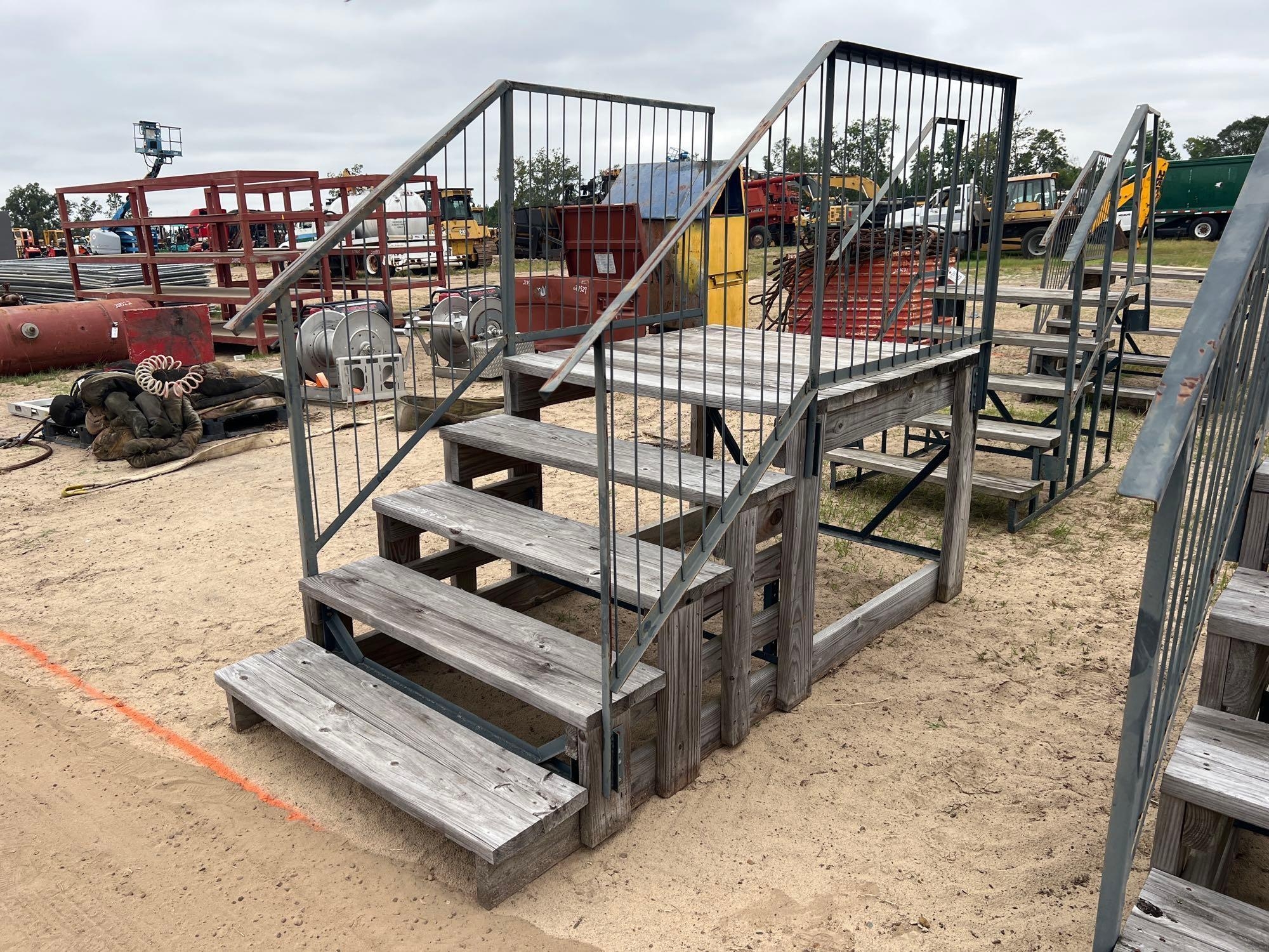 48" WIDE WOODEN STAIRCASE W/ METAL RAILING (A54756)