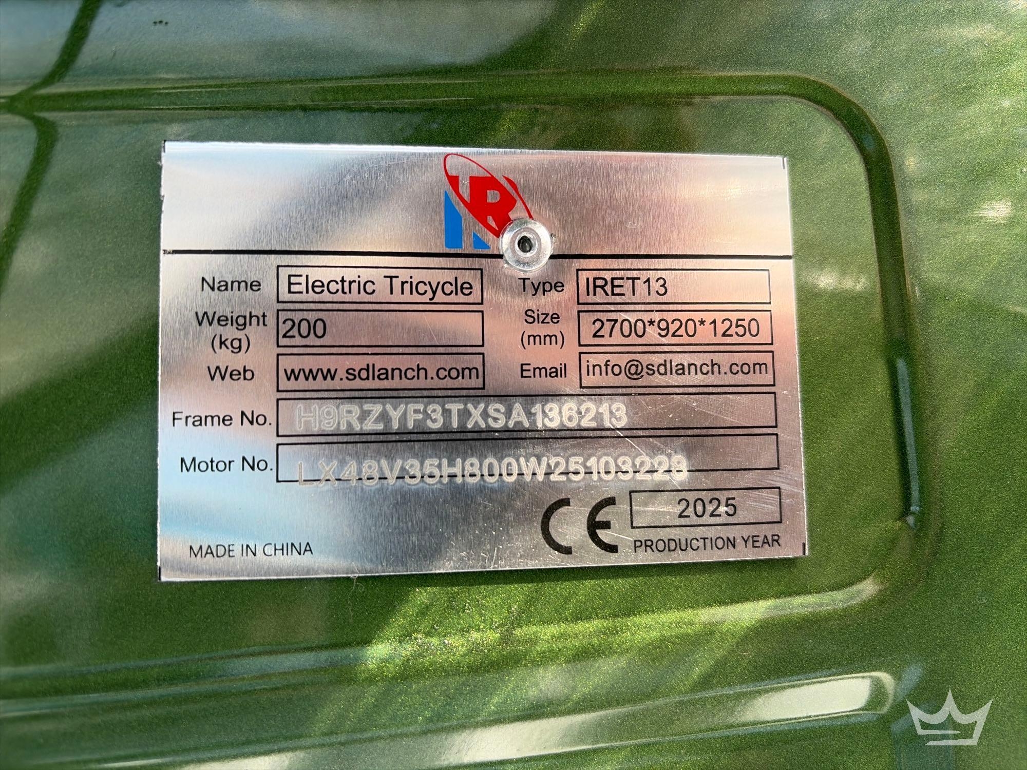 2025 SDLANCH IRET13 Electric Tricycle (A60352)