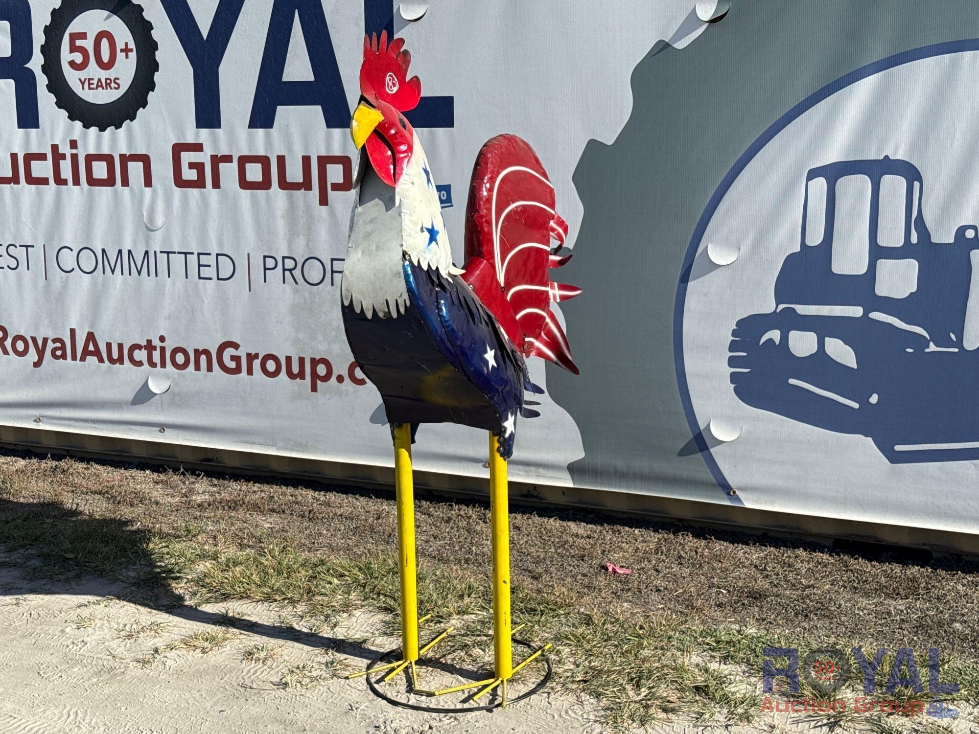 American Flag Style Rooster Lawn Art (A55853)