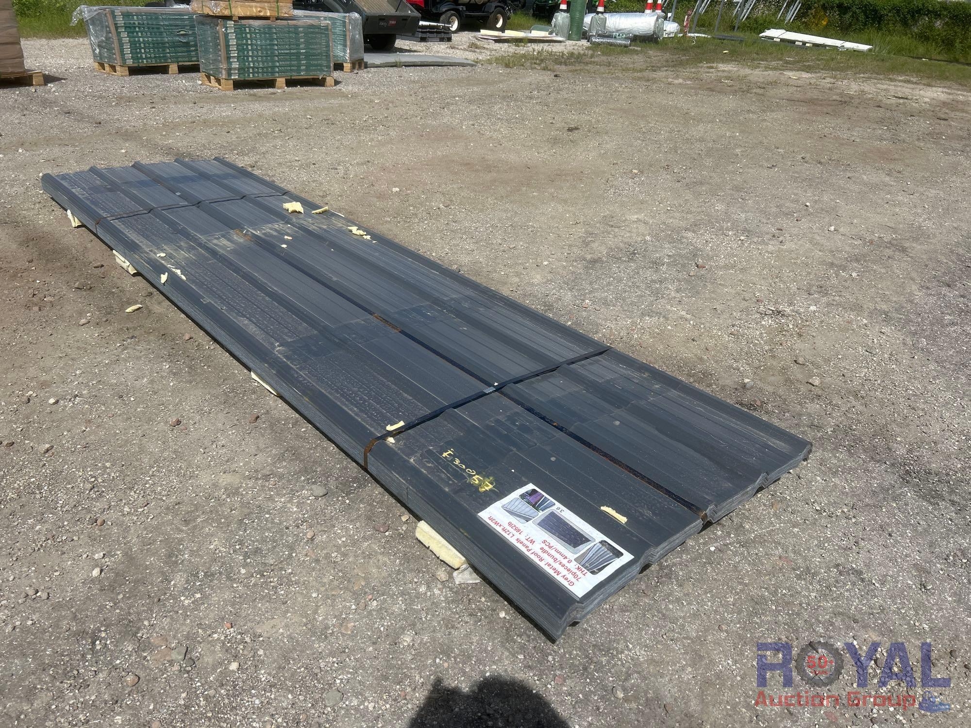 70pc 12ft.x 3ft. Grey Metal Roof Panels (A53424)