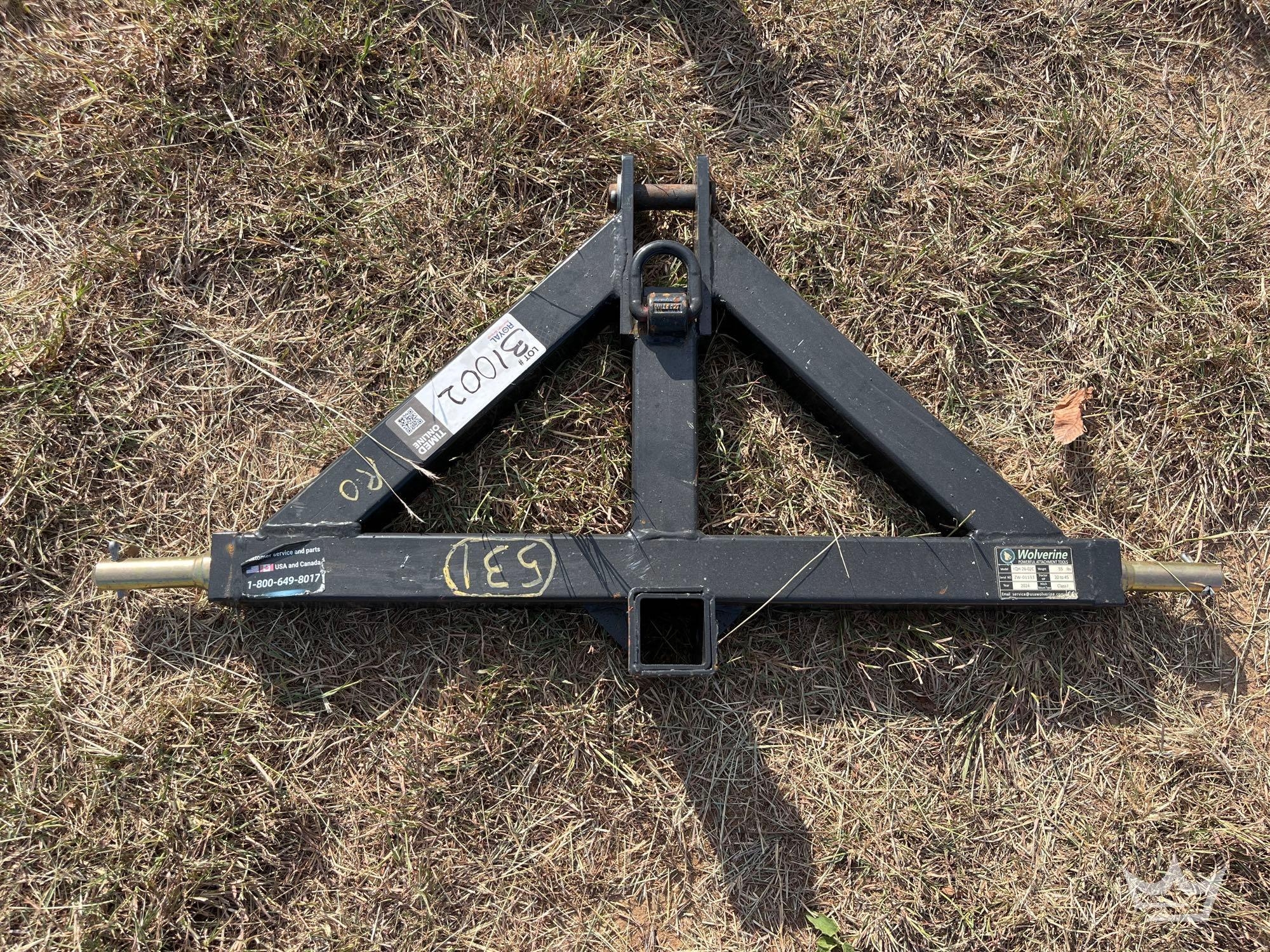 Wolverine TQH-26-02C Class 2 3-Point Hitch with 2in Receiver Trailer Mover Attachment (A55974)