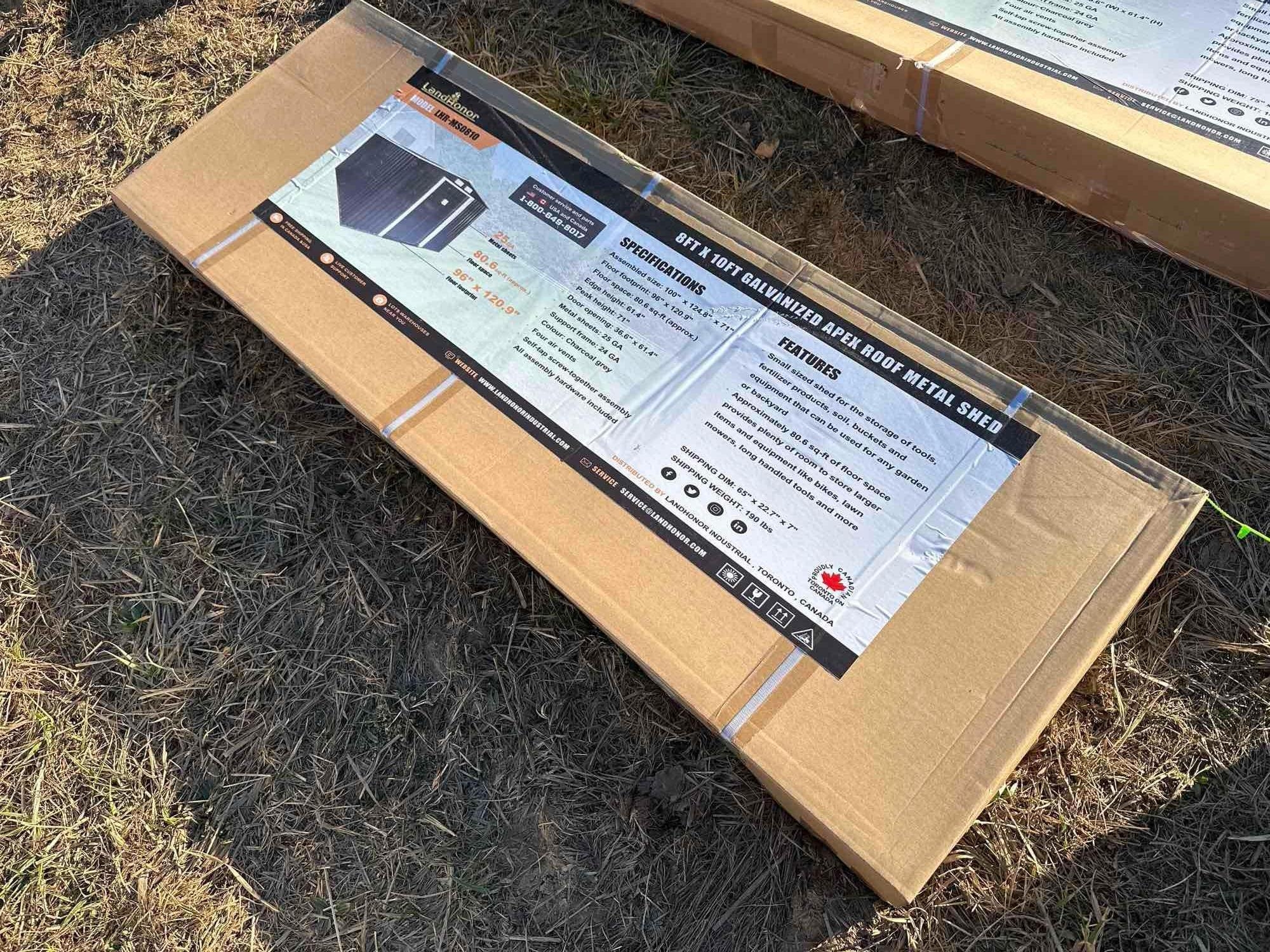 New/Unused Landhonor 8ft X 10ft Galvanized Apex Roof Metal Shed (A61166)