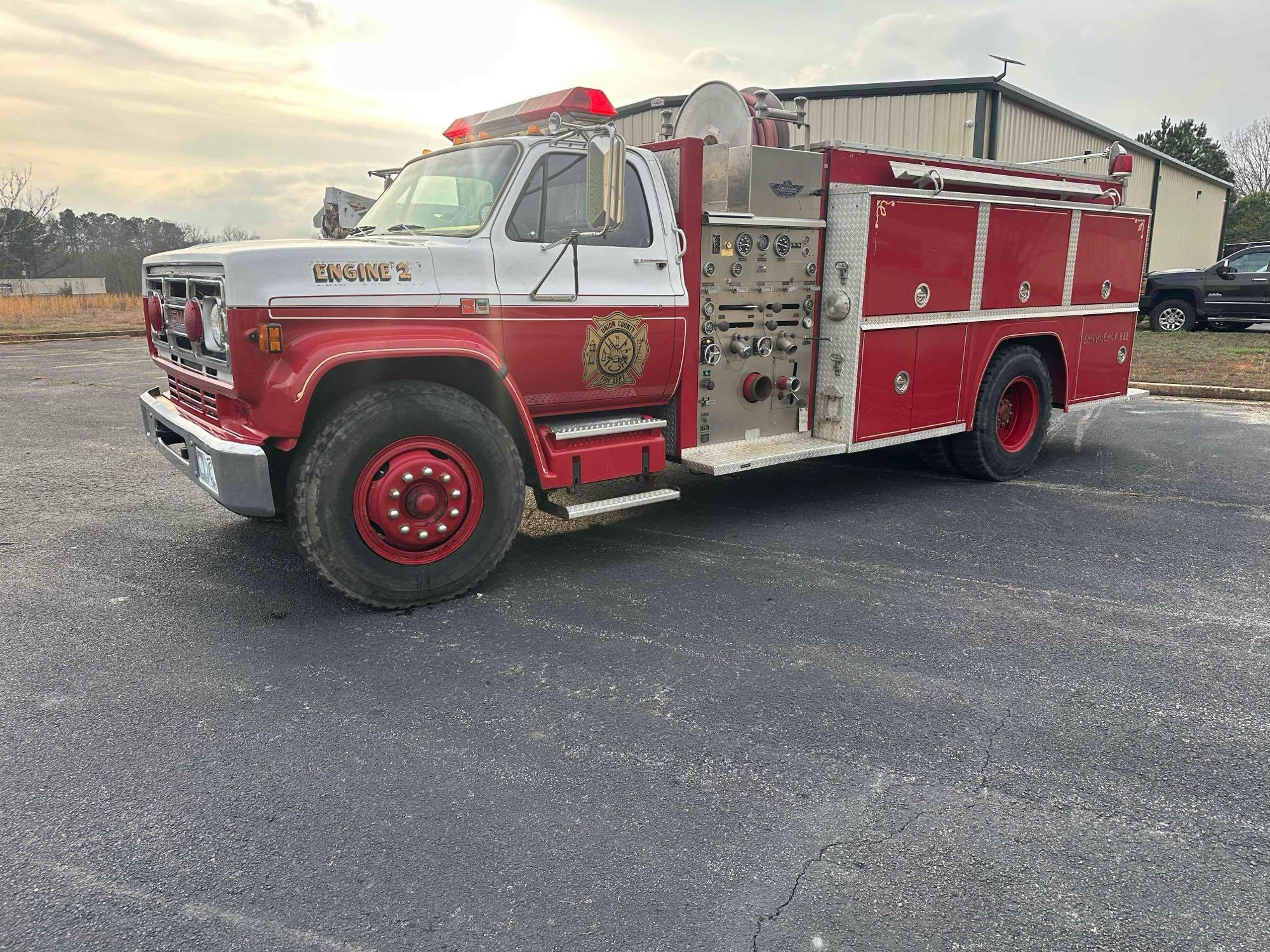 1987 GMC C7000 Fire Truck, VIN # 1GDM7D1G3HV526472 (A61165)