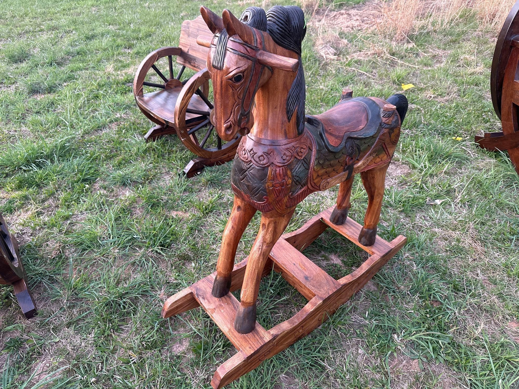 Teakwood Rocking Horse (A65583)