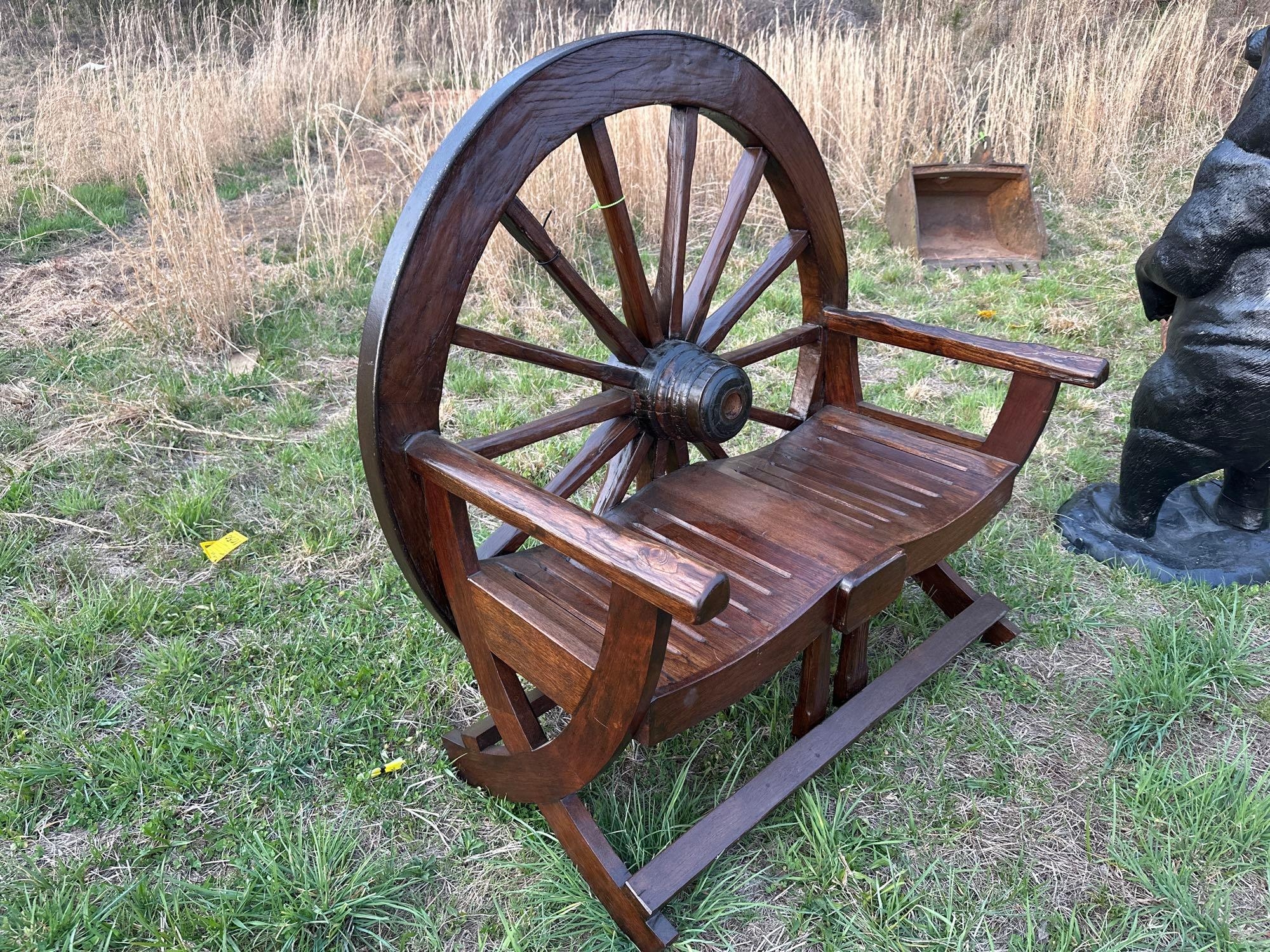 Teakwood Wagon Wheel Bench (A65583)
