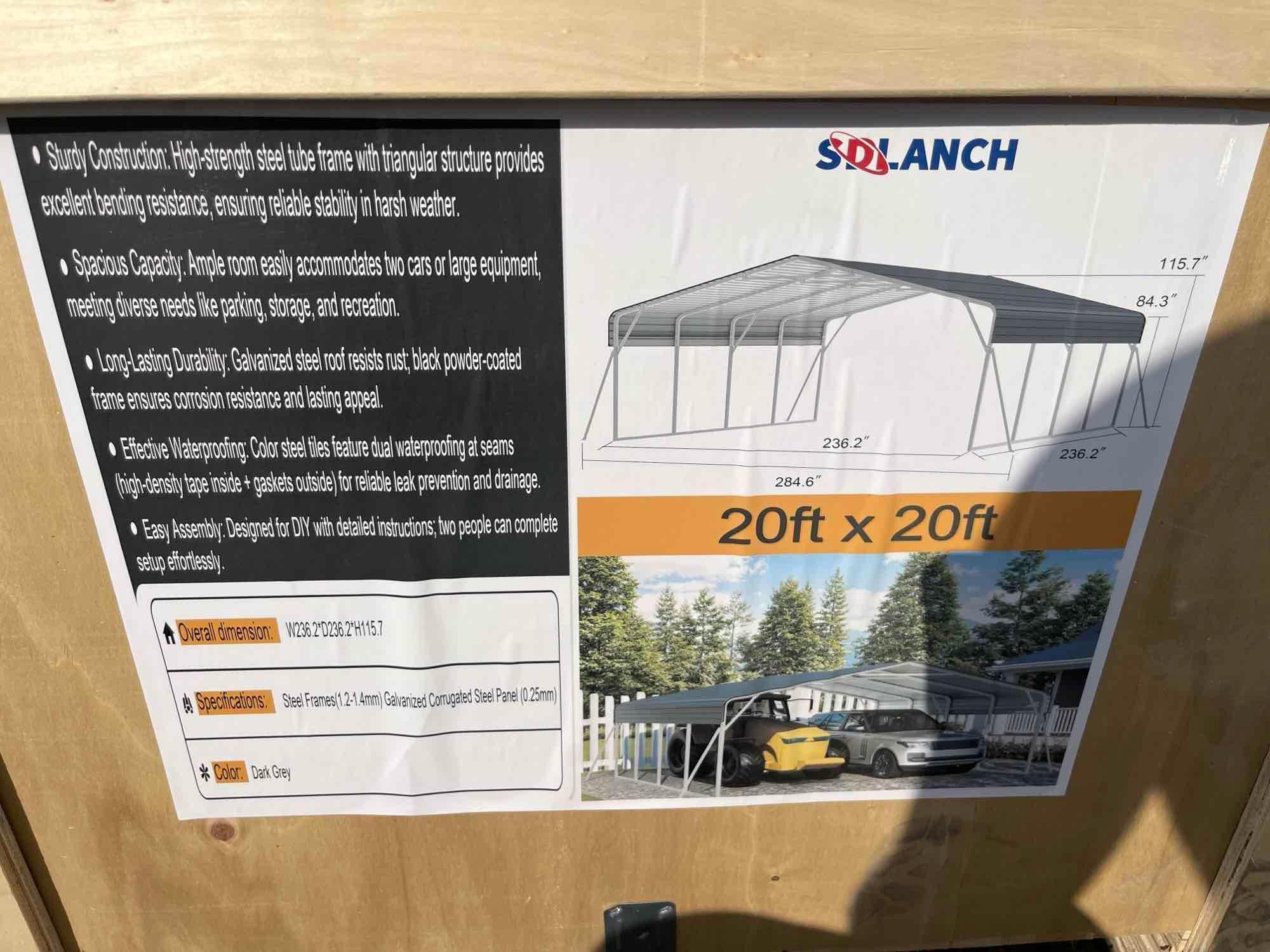 New/Unused 20ft X 20ft Steel Carport (A65583)